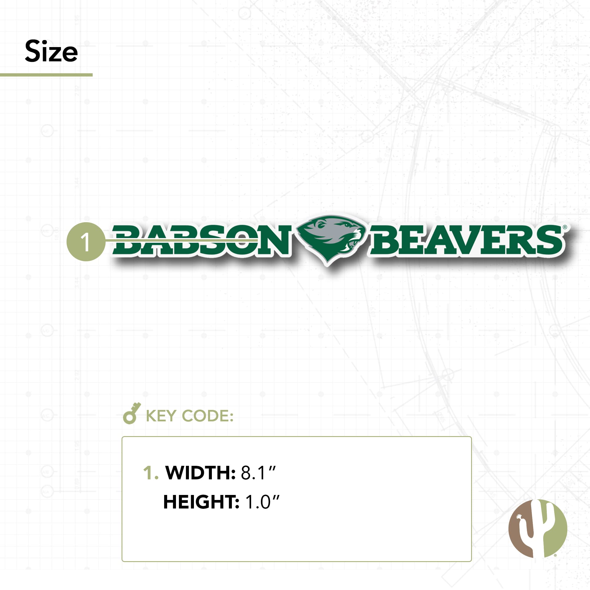 Desert Cactus Babson College Sticker - Vinyl Decal for Laptop, Water Bottle, Car & Scrapbook - Beavers Mascot Design (IND 00038A) - Perfect for College Pride, DIY Crafts & Personalization
