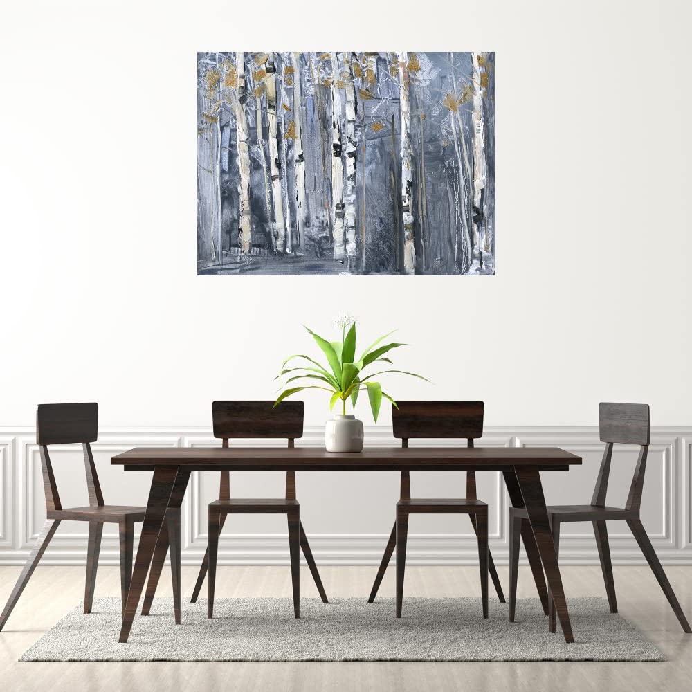 Modern Birch Canvas Wall Art by Sally Swatland - Hand Painted Fine Art Print for Living Room, Bedroom, Office & More - 43x32 Inches - Ready to Hang - Perfect for Home Decor, Gifts & Interior Design