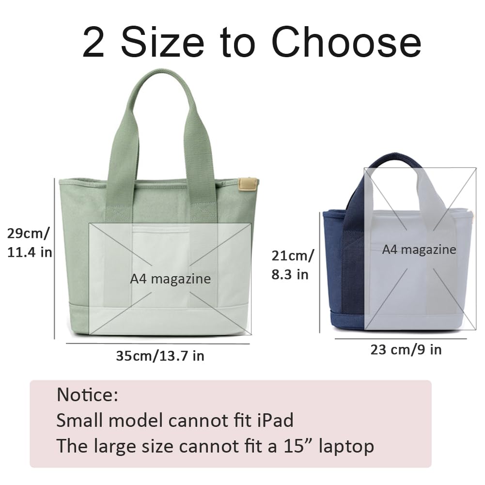 2023 Japanese Handmade Multi-Pocket Canvas Tote Bag with Zipper - Large Capacity Crossbody Purse for Women (Coffee, Large Size) | Perfect for Work, Travel & Shopping