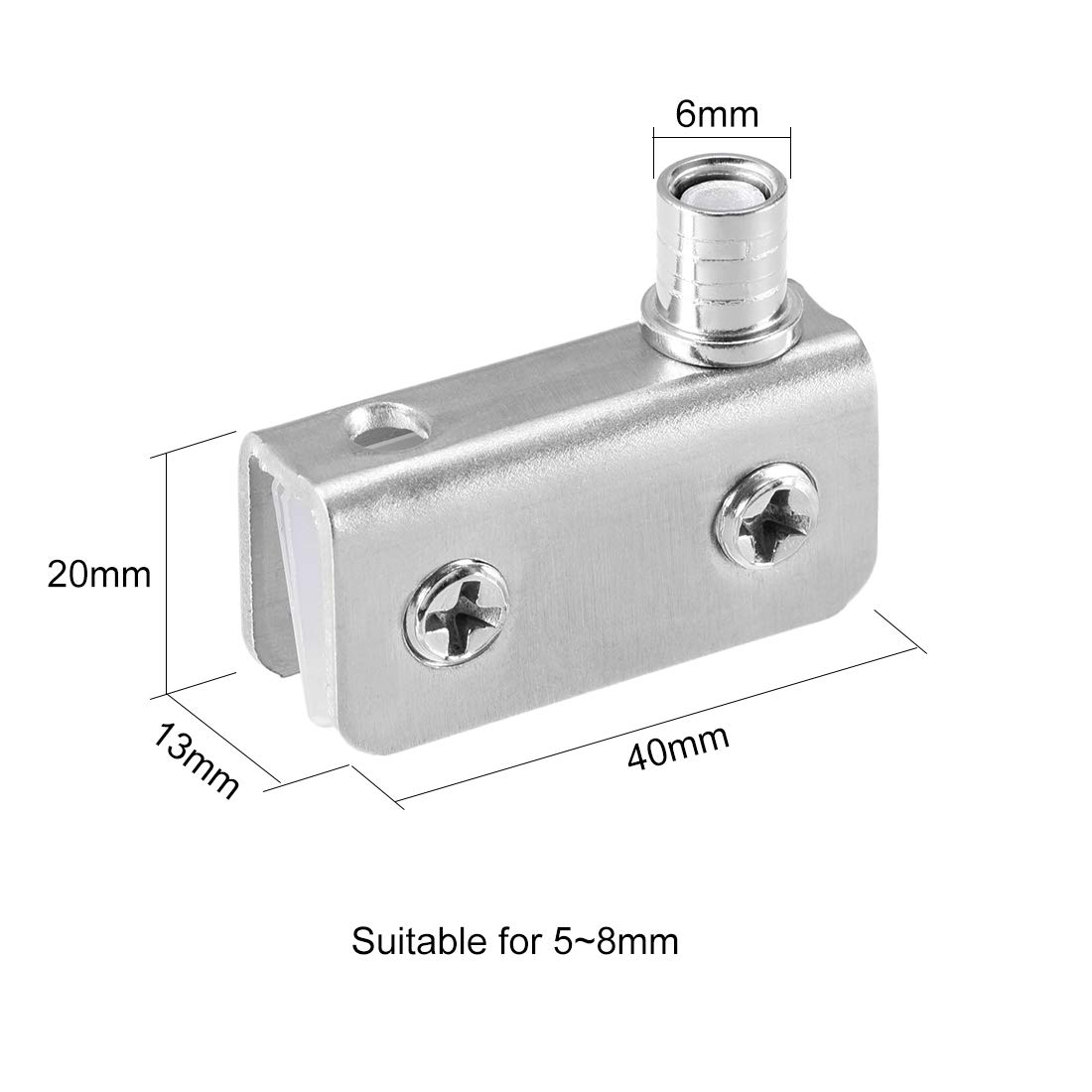 Stainless Steel Adjustable Glass Door Hinges Clamp - 2 Pair Cabinet Pivot Hinge for 5-8mm Thickness Glass - Perfect for Kitchen Cabinets, Bathroom Vanities & Glass Display Cases
