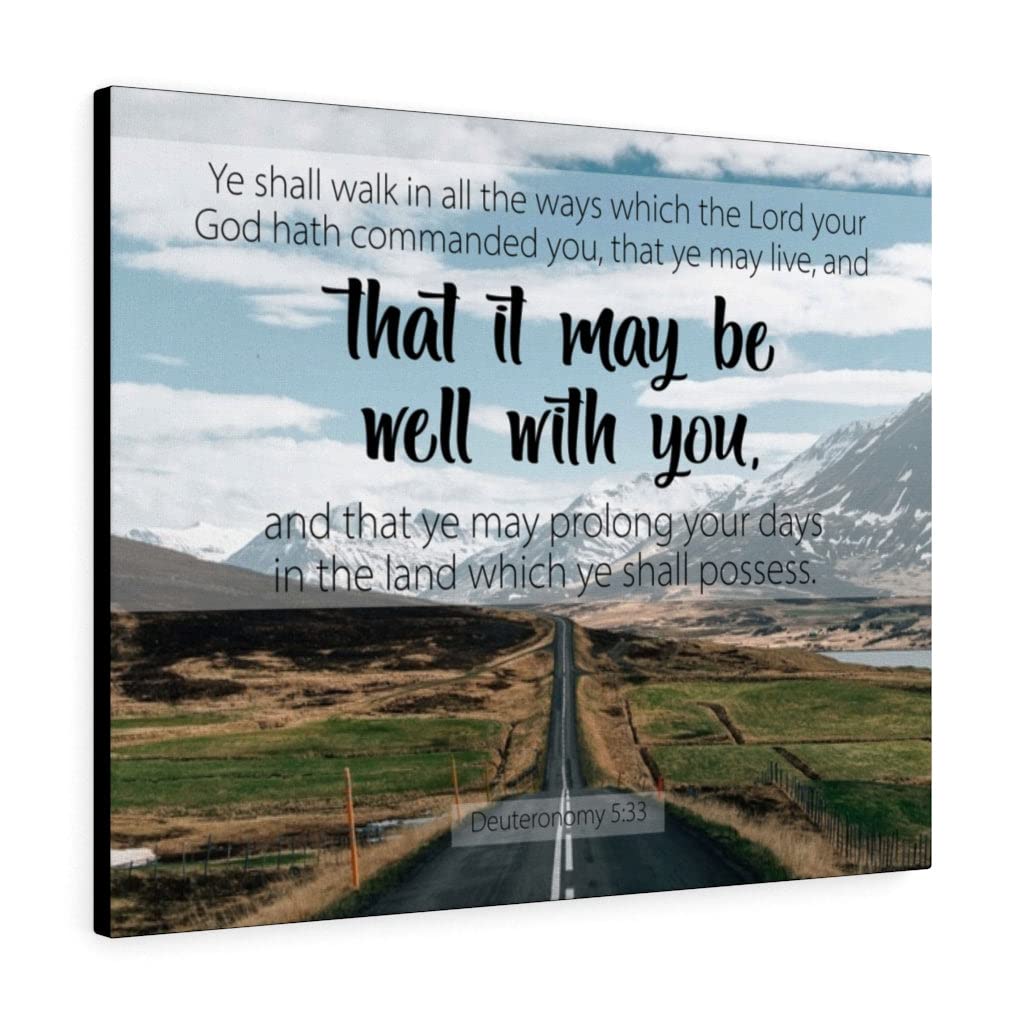 Deuteronomy 5:33 Christian Wall Art - Bible Verse Print 'That It May Be Well With You' - Ready to Hang Scripture Decor for Home, Church & Office - Inspirational Gift for Weddings, Baptisms & Housewarmings