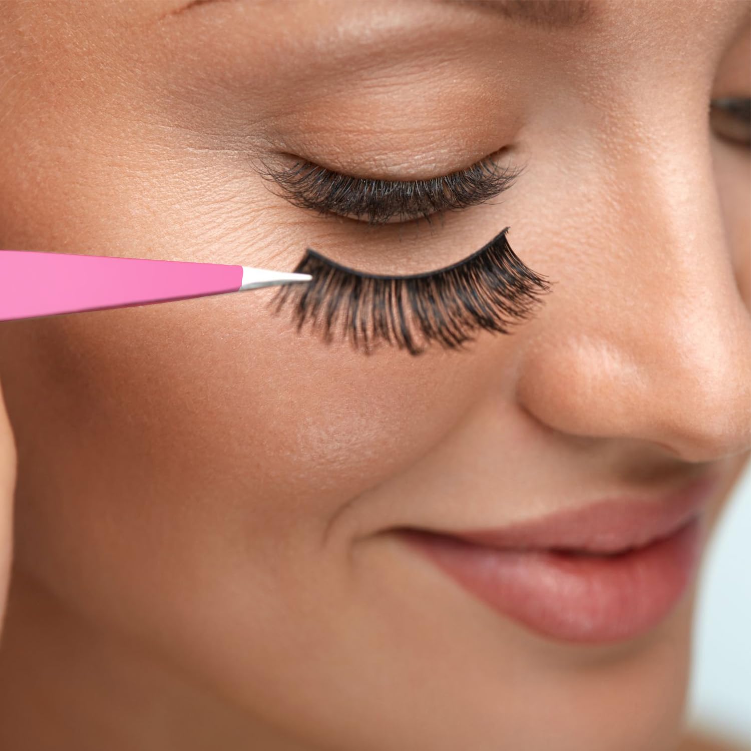 Professional 2-Piece Straight & Curved Tip Eyelash Extension Tweezers Set - Premium Stainless Steel False Eyelash Application Tools - Perfect for Salon, Home Use & DIY Lash Extensions