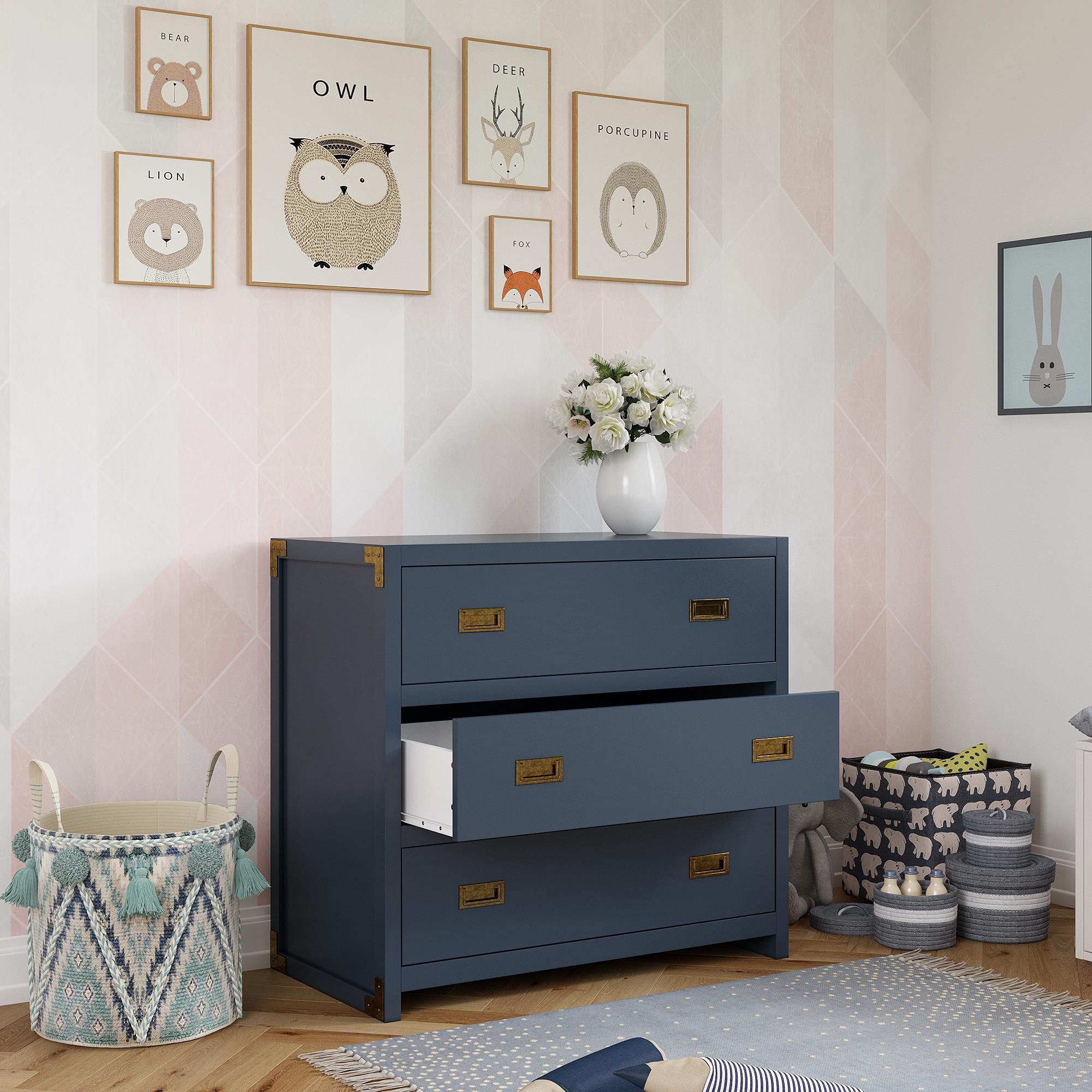 Baby Relax Miles 3-Drawer Dresser in Graphite Blue - Nursery Furniture for Baby Room Organization & Storage | Perfect for Newborns, Toddlers & Kids Bedrooms
