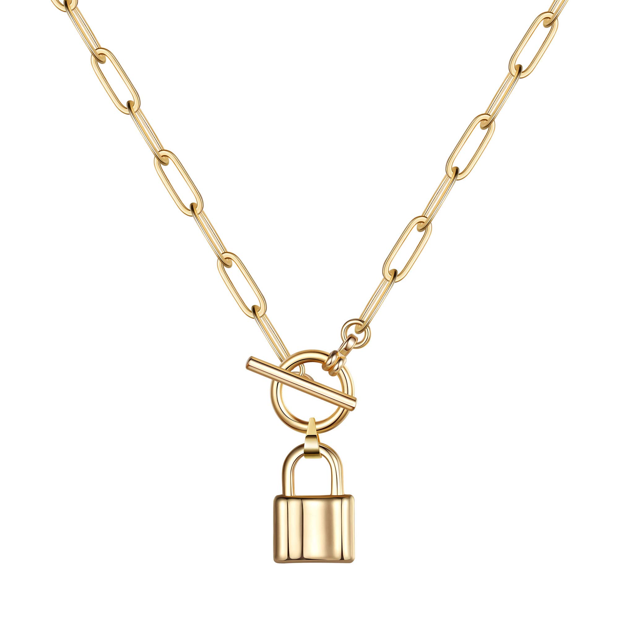 14K Gold Filled Lock Necklace for Women - Dainty Padlock Pendant Chain with Key, Layered Choker Jewelry for Girls & Men | Perfect for Valentine's Day Gifts, Anniversary Presents and Everyday Fashion Accessories