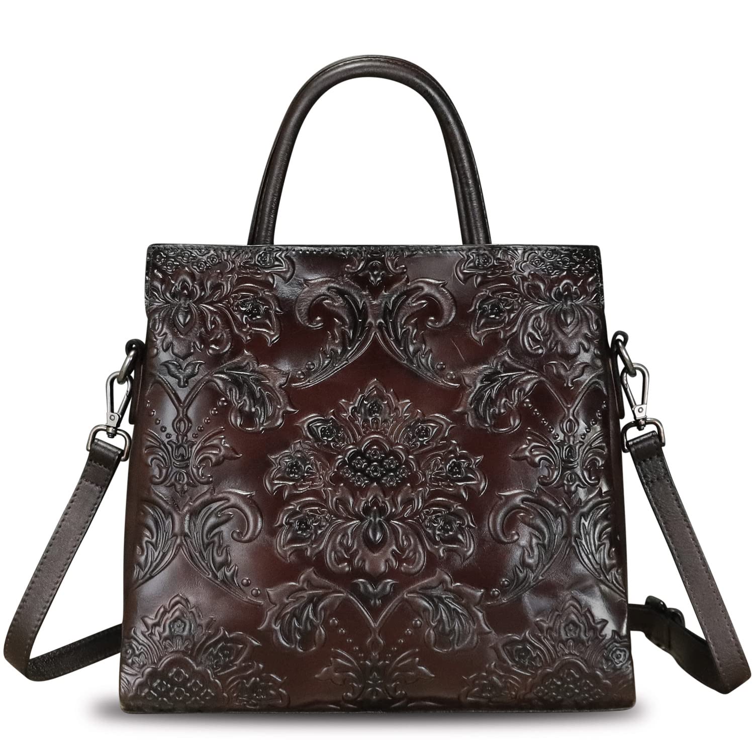 Genuine Leather Satchel for Women - Vintage Handmade Embossed Top Handle Crossbody Purse Bag | Perfect for Work, Travel & Everyday Use