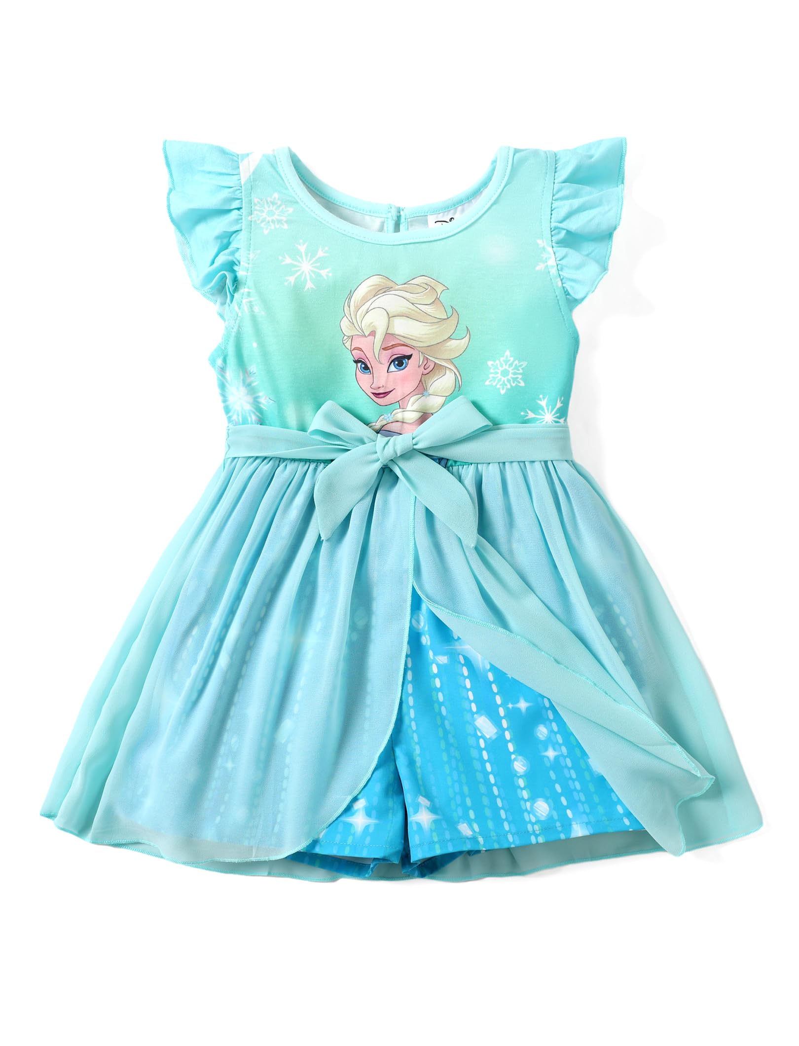 Disney Frozen Elsa Princess Ariel Minnie Mouse Toddler Girl Romper with Tulle Skirt - Cute Summer Jumpsuit for Birthday & Playtime - Ages 2-8 Years - Perfect for Parties, Dress-Up & Outdoor Adventures