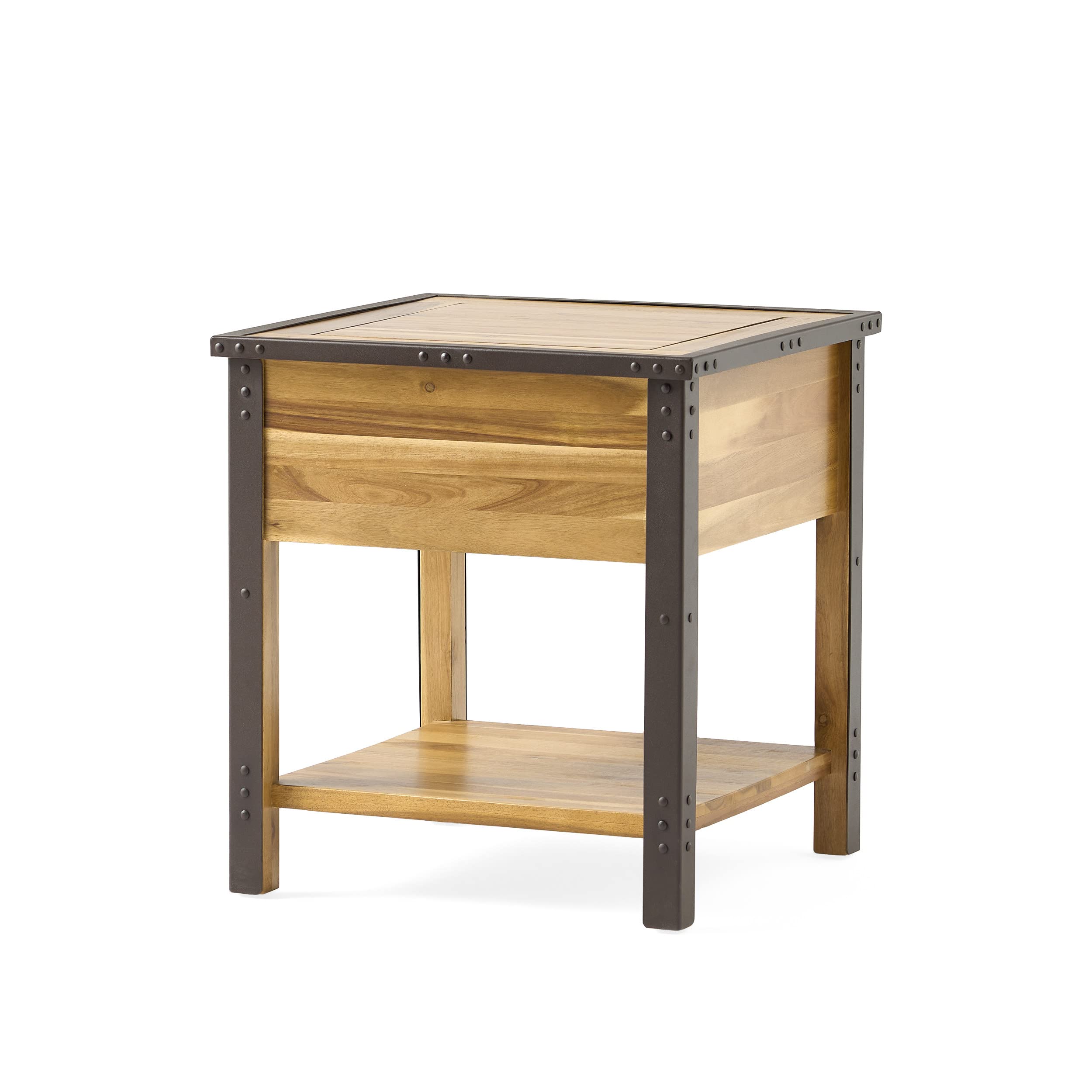 Christopher Knight Home Luna Acacia Wood One Drawer End Table, Natural Stain - Stylish Nightstand for Bedroom, Living Room & Office Furniture