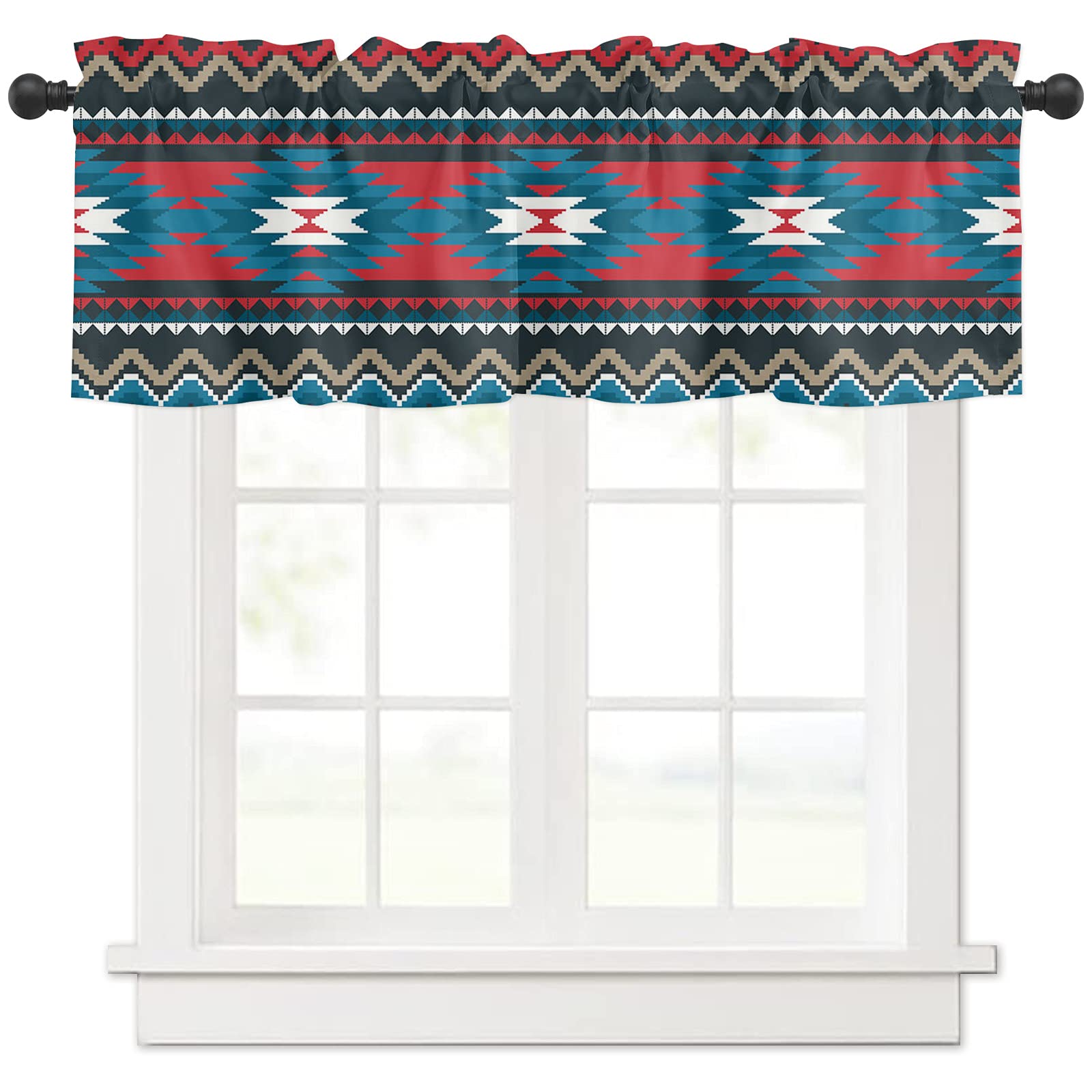 Southwestern Aztec Diamond Design Valance Curtains - 54