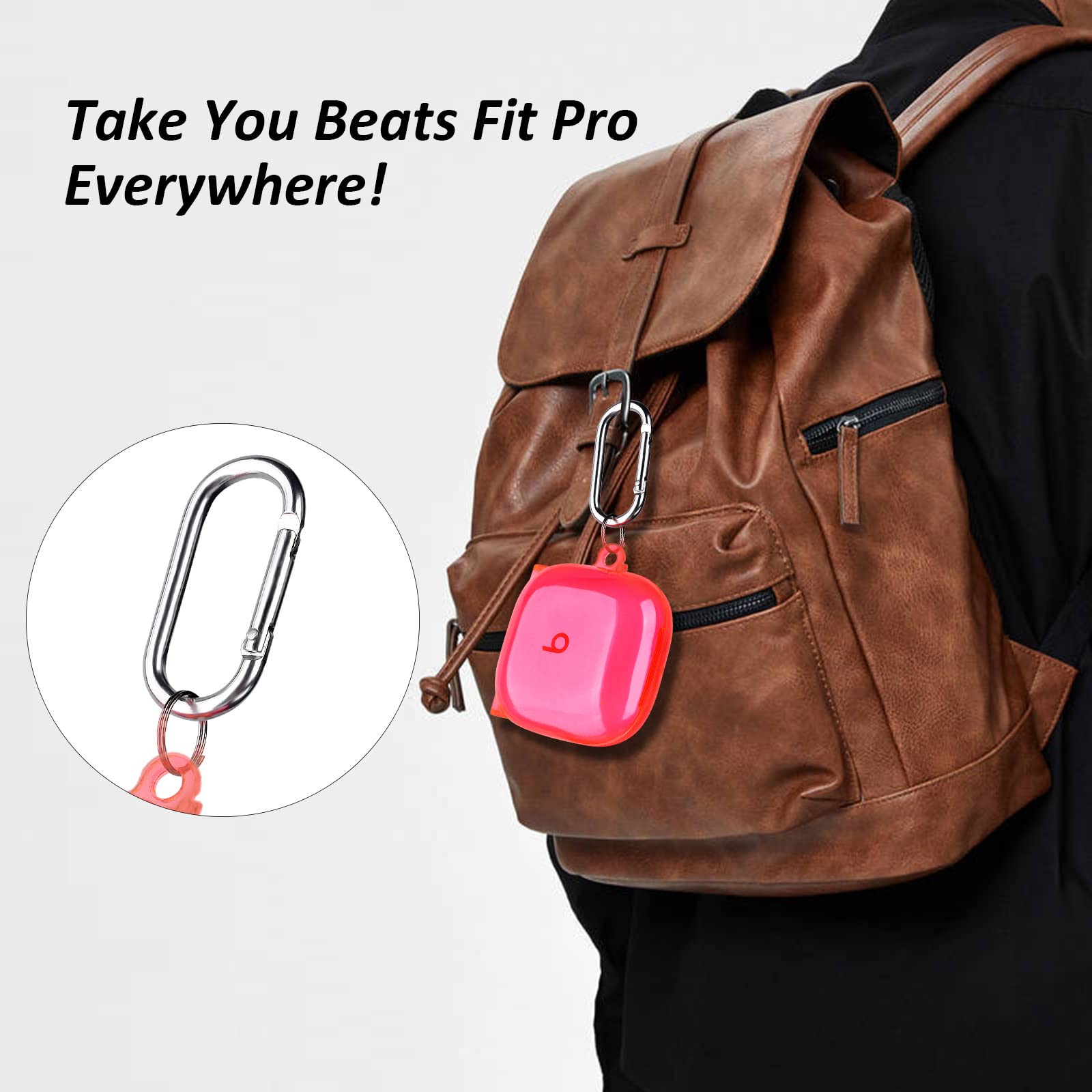 Shockproof Hard Case for Beats Fit Pro 2021 - Protective Earbuds Cover with Keychain Accessories | Compatible with Apple Beats Fit Pro | Durable Case for Men & Women (Neon Hot Pink) | Perfect for Gym, Travel & Daily Use