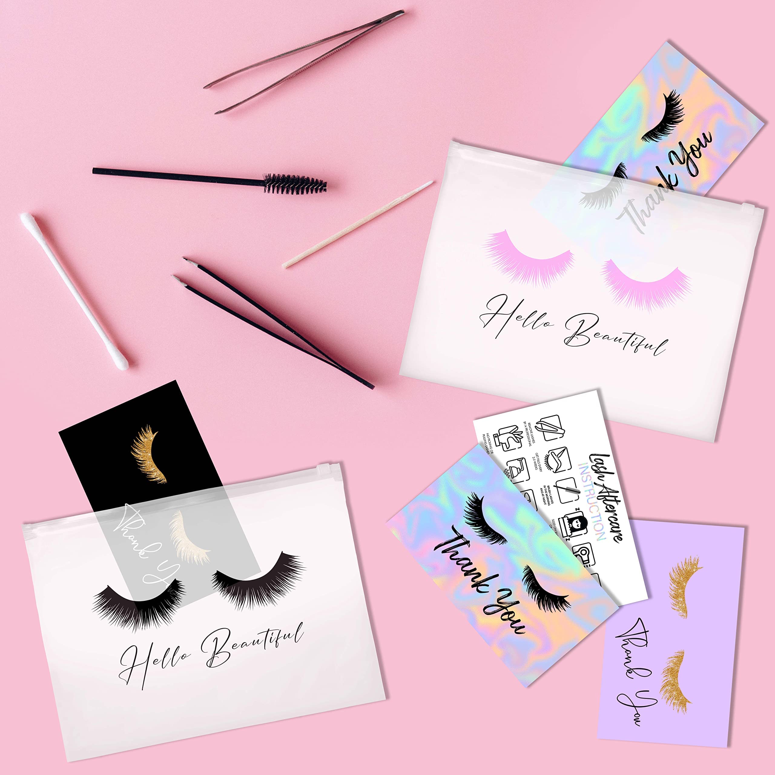 BRAWNA 50-Piece Lash Extension Thank You Cards Set - 3.5x2 Inch Loyalty Cards for Eyelash Extension Clients - Perfect for Lash Salons, Beauty Businesses & Client Appreciation Gifts