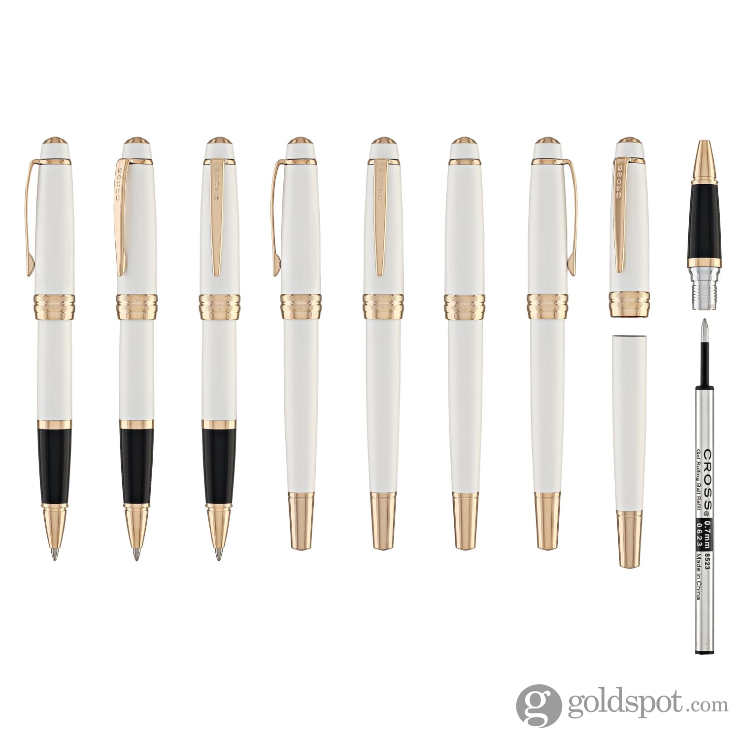 Cross Bailey Rollerball Pen - Pearlescent White Lacquer with Rose Gold Trim | Premium Writing Instrument for Office, School & Gifting | Smooth Ink Flow for Everyday Use