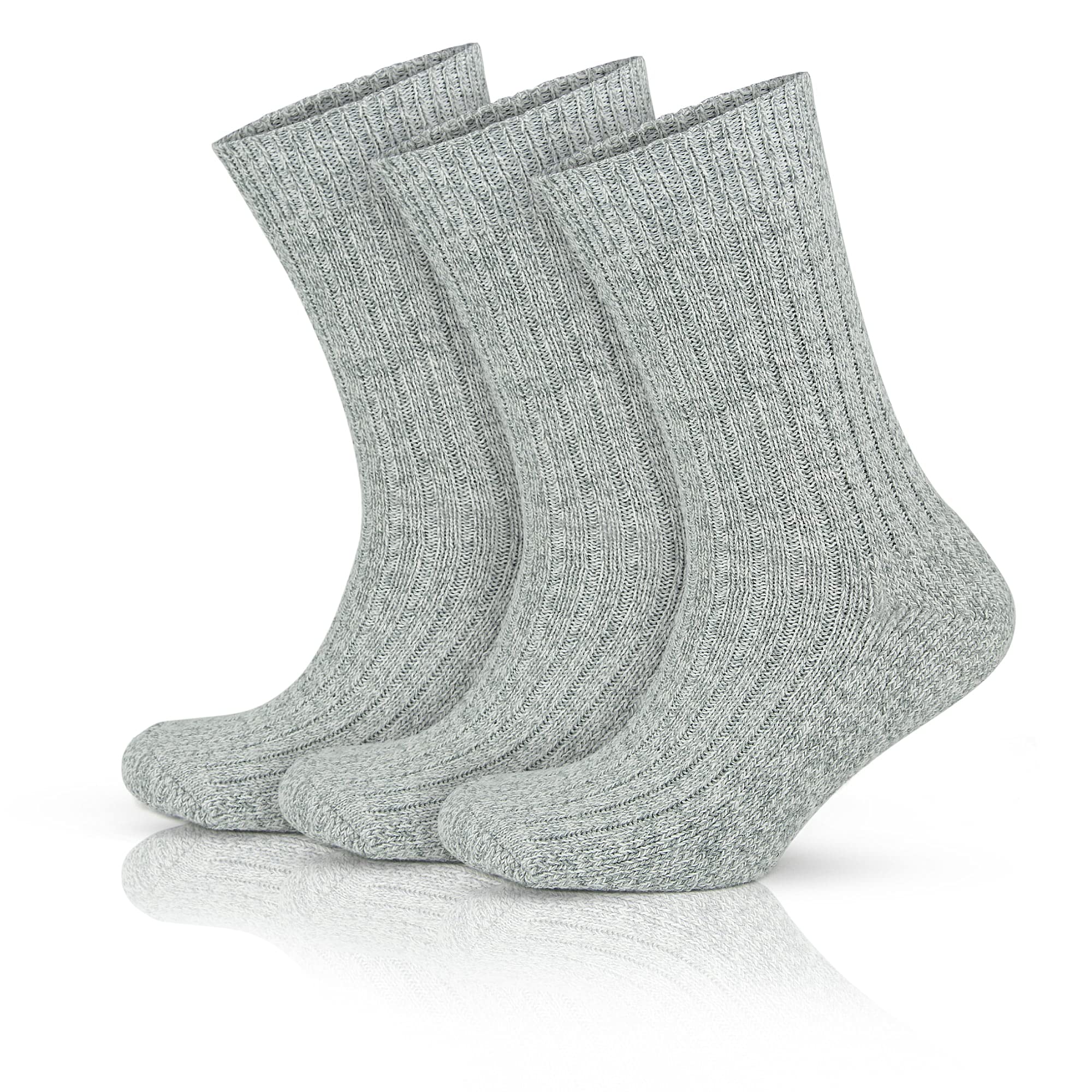GoWith 3 Pairs Men's Thick Merino Wool Socks - Warm Winter Crew Socks for Hiking, Skiing & Outdoor Activities | Thermal Full-Terry Fuzzy Knit Socks for Cold Weather Comfort