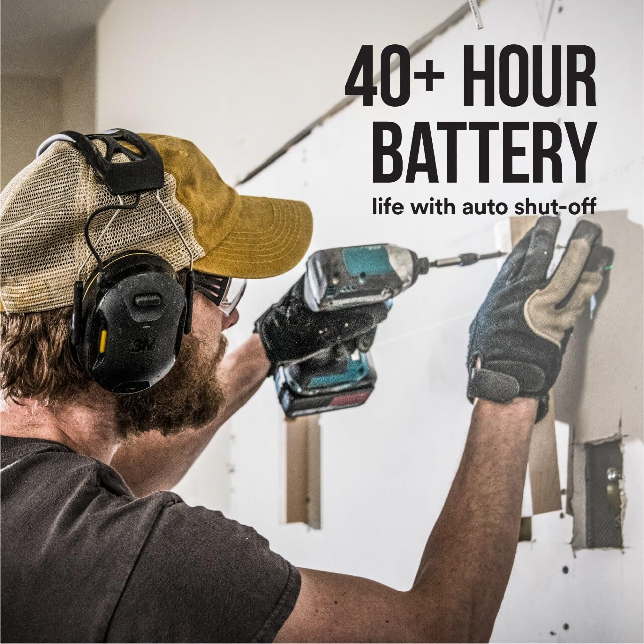 3M WorkTunes Connect Wireless Hearing Protector with Bluetooth Technology - 26 dB NRR Noise Cancelling Headphones for Construction, Woodworking & Lawn Mowing | OSHA Compliant Hearing Protection for Work Safety