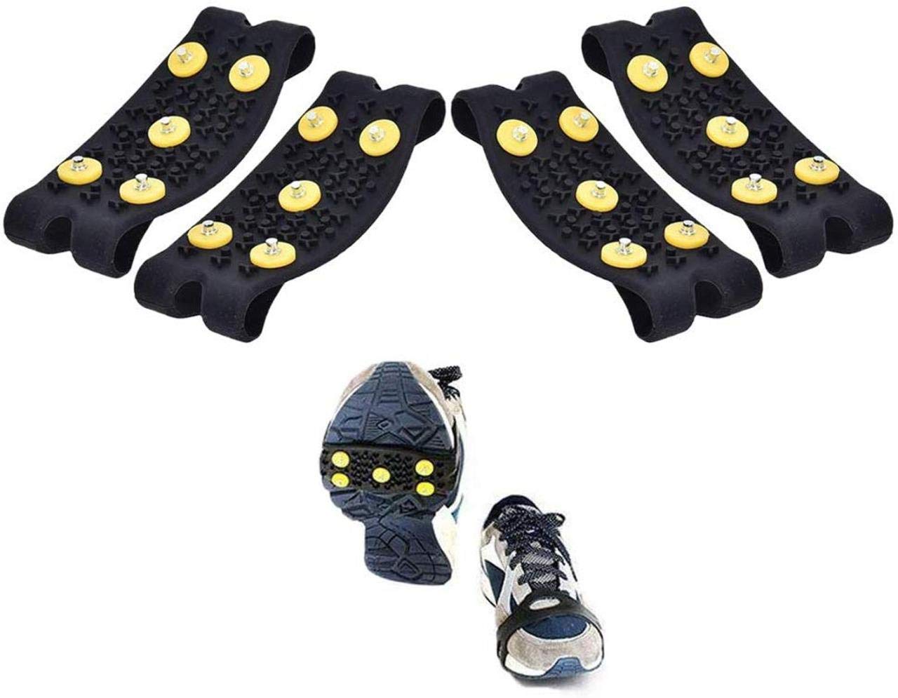 Non-Slip Ice Cleats for Shoes - Traction Spikes for Walking on Ice & Snow - Stretchable Crampons for Men, Women & Kids - Perfect for Hiking, Winter Running & Outdoor Activities