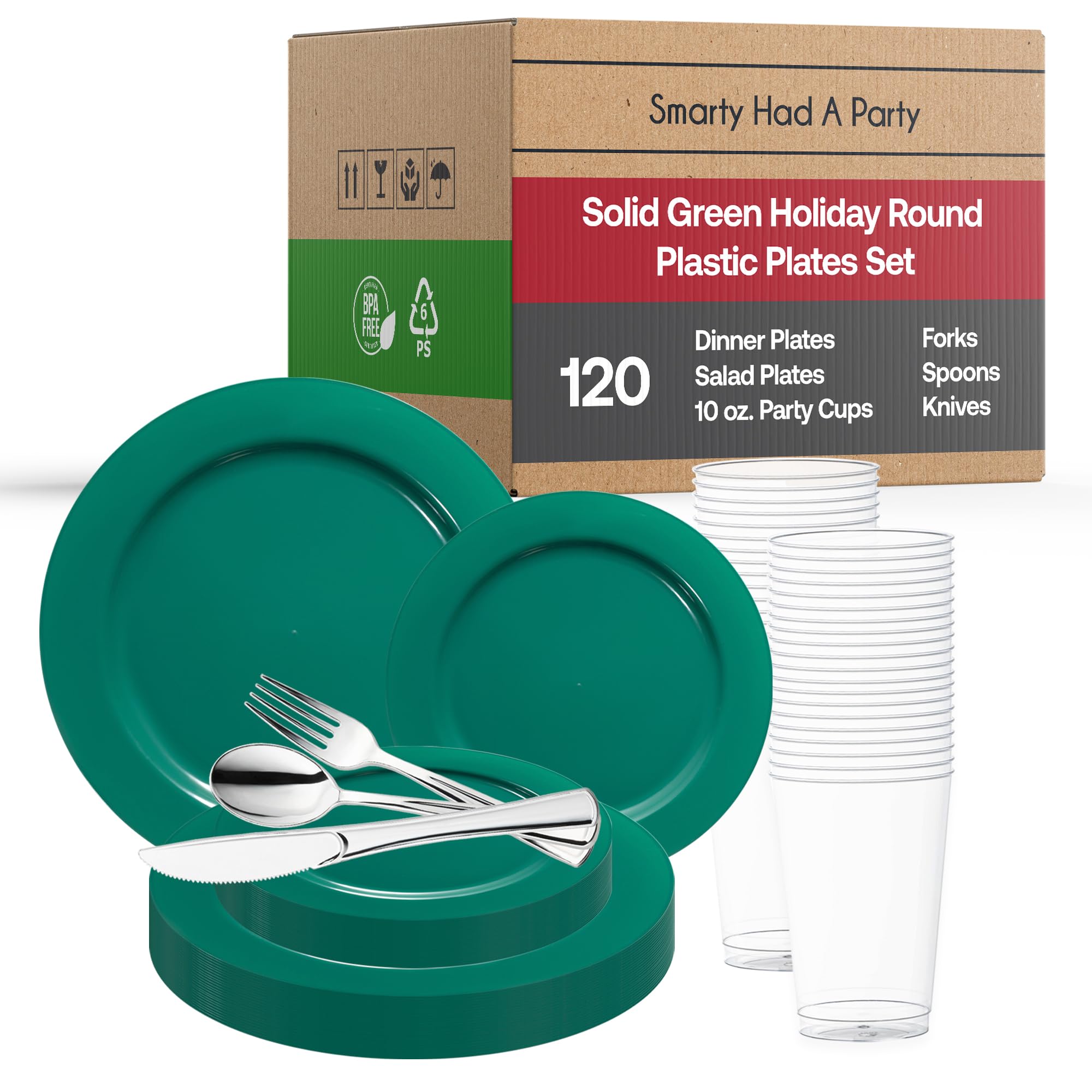 Eco-Friendly Combo Plate Set for Wedding - 120-Piece Green Disposable Dinnerware Value Pack | Perfect for Weddings, Parties & Large Gatherings