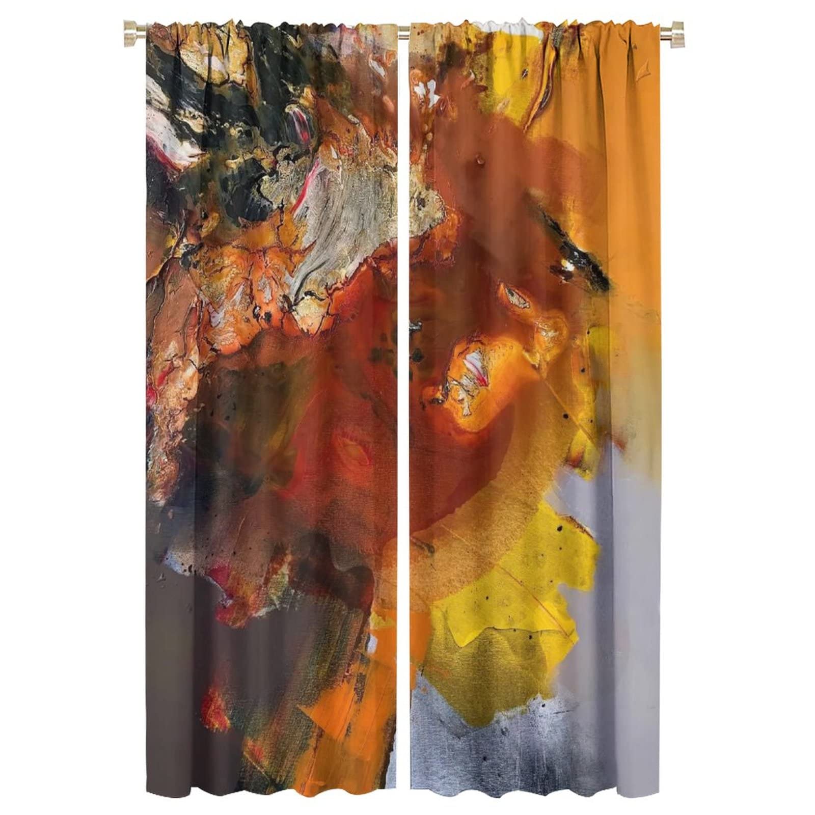 Blackout Curtains for Kids Bedroom - Abstract Art Burnt Orange Style Printed Window Drapes (42x63 Inches) | Perfect for Nursery, Playroom & Children's Bedroom Decor