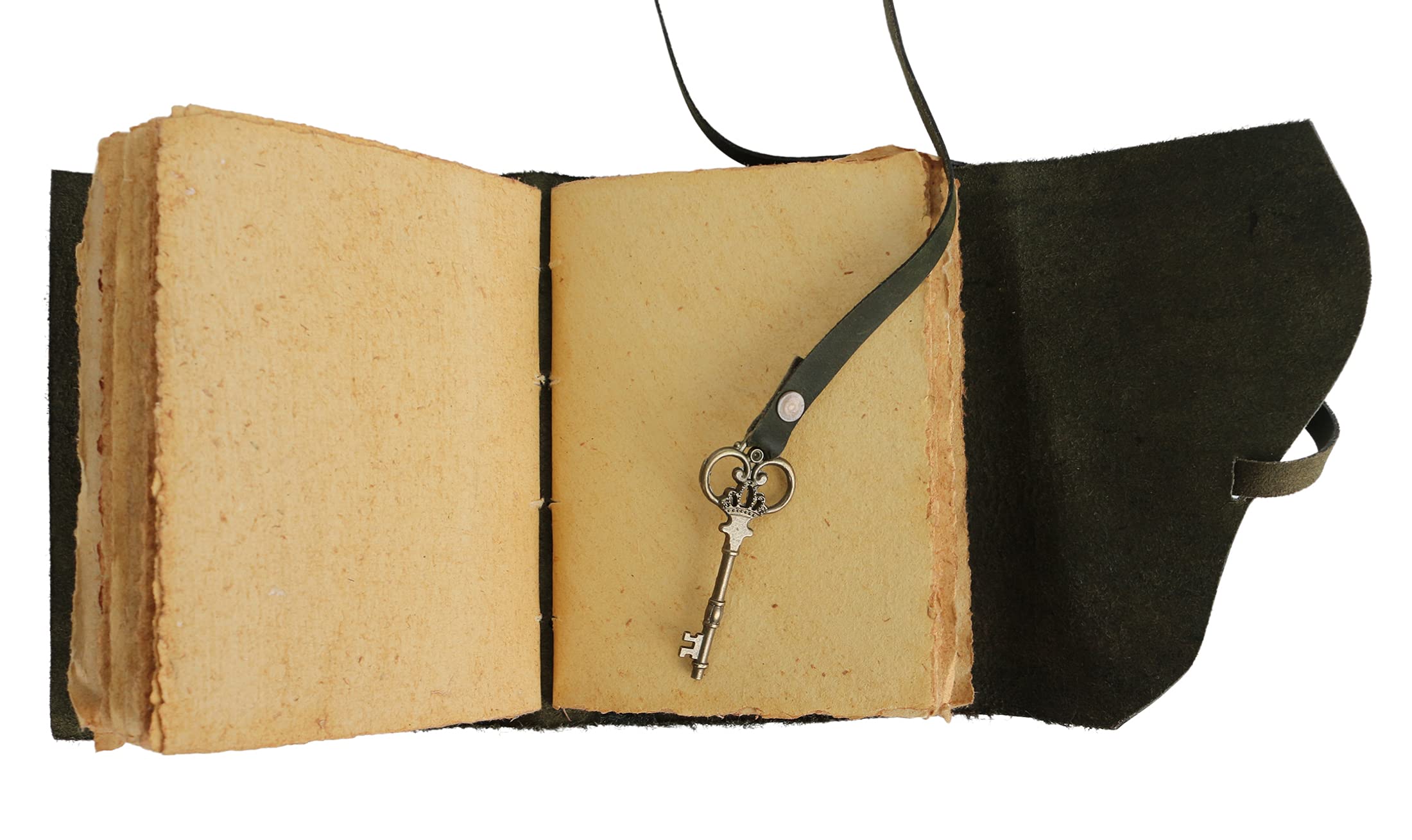 Vintage Leather Bound Journal - Handmade Travel Diary Notebook with Key Lock, Unlined Paper for Men & Women (7