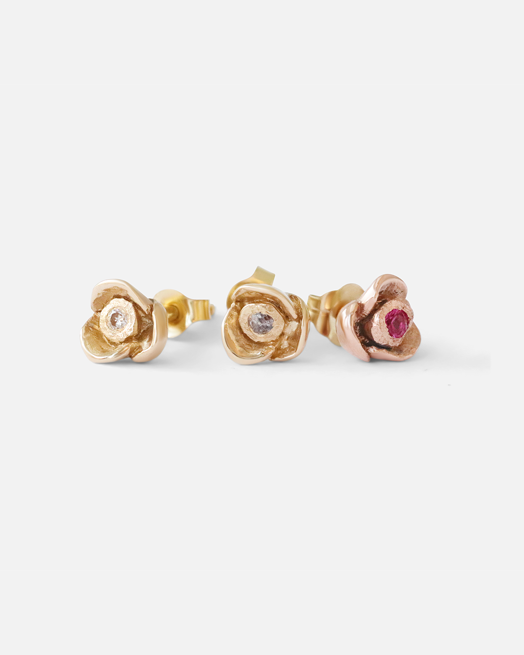 Rose Stud Earrings with Genuine Ruby Gemstones - Elegant & Dainty Jewelry for Women - Perfect for Weddings, Date Nights & Special Occasions