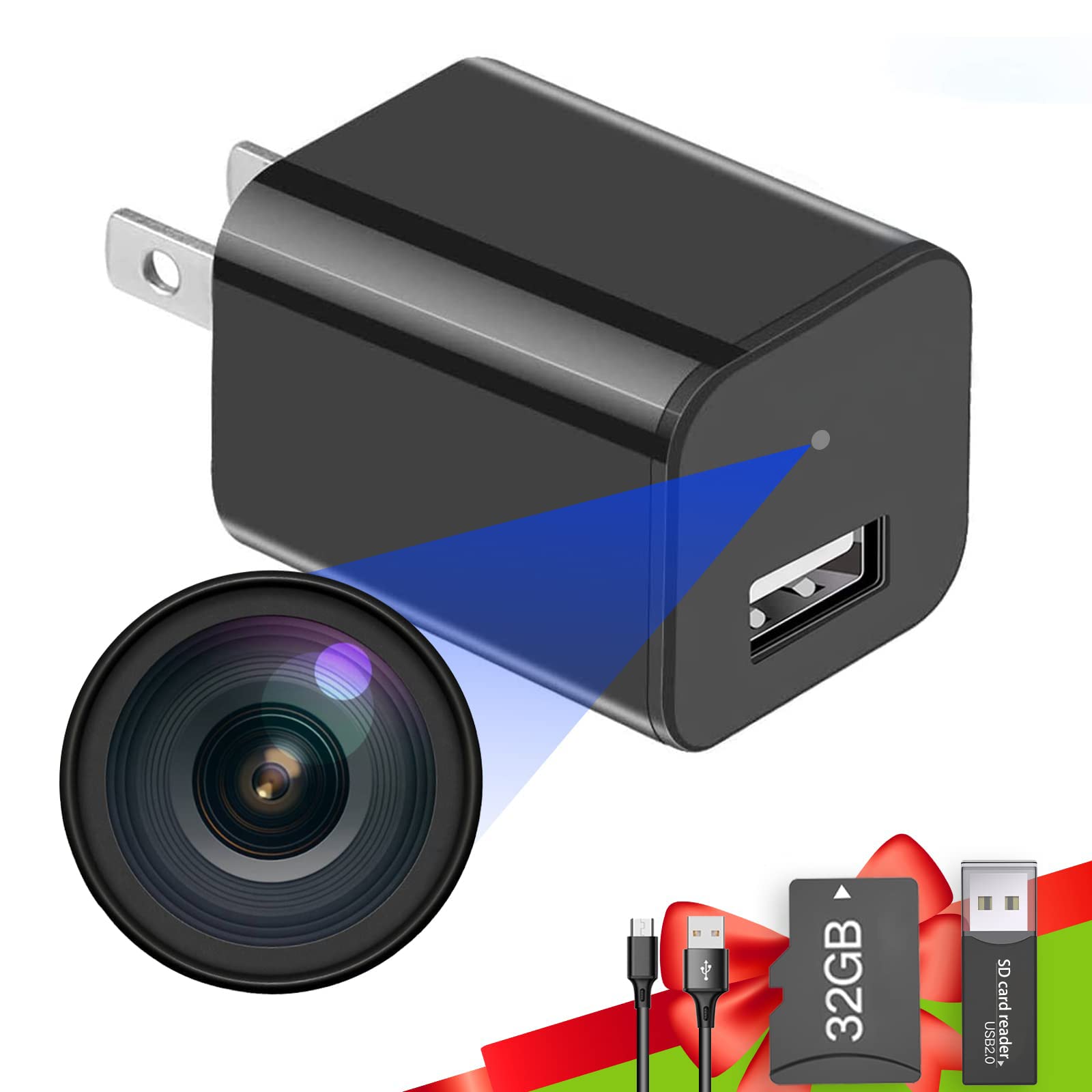 32GB Hidden Spy Camera with 1080P HD Video, Loop Recording & Motion Detection - Mini Nanny Cam for Home Security, Bedroom Surveillance & Indoor Monitoring