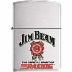 Zippo Jim Beam NASCAR Racing Lighter - Brushed Chrome Finish - Windproof Refillable Lighter for Outdoor Camping, BBQ & Everyday Carry