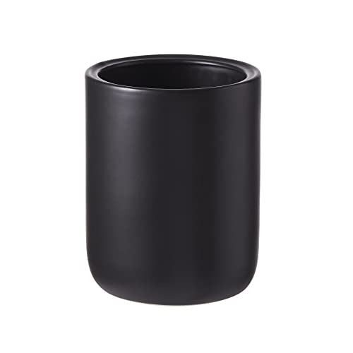 Motifeur Ceramic Bathroom Trash Can - Elegant Black Marble Look Wastebasket for Bathroom, Bedroom & Office Decor | Small Garbage Bin with Lid for Home and Commercial Use