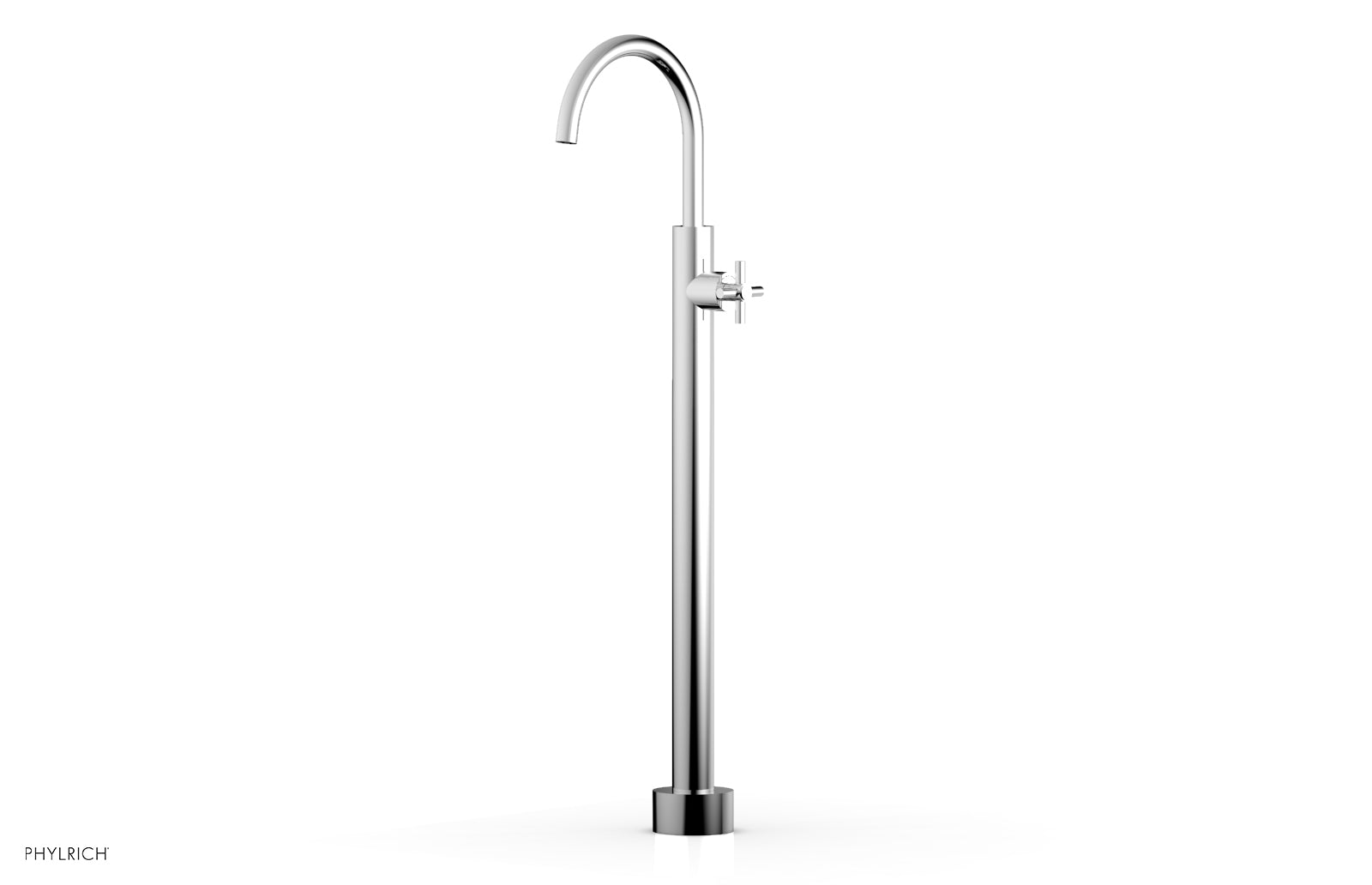 BASIC Tall Floor Mount Tub Filler with Cross Handle - D131 44 02 - Perfect for Modern Bathroom Renovations and Spa-Like Showers