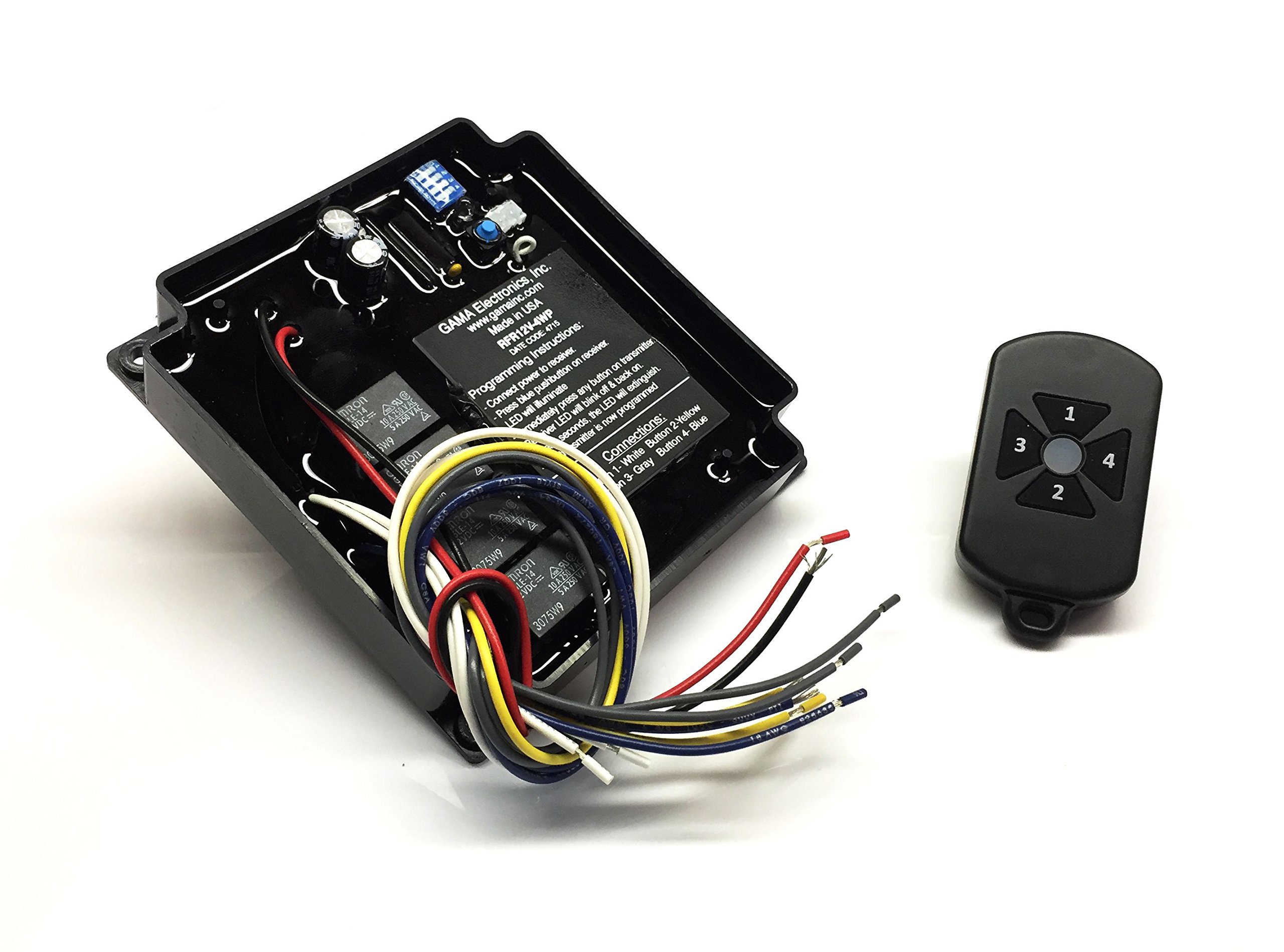 GAMA Electronics 4-Channel RF Remote Control Transmitter and Receiver Kit - Wireless Switch for Home Automation, Garage Doors, and DIY Projects