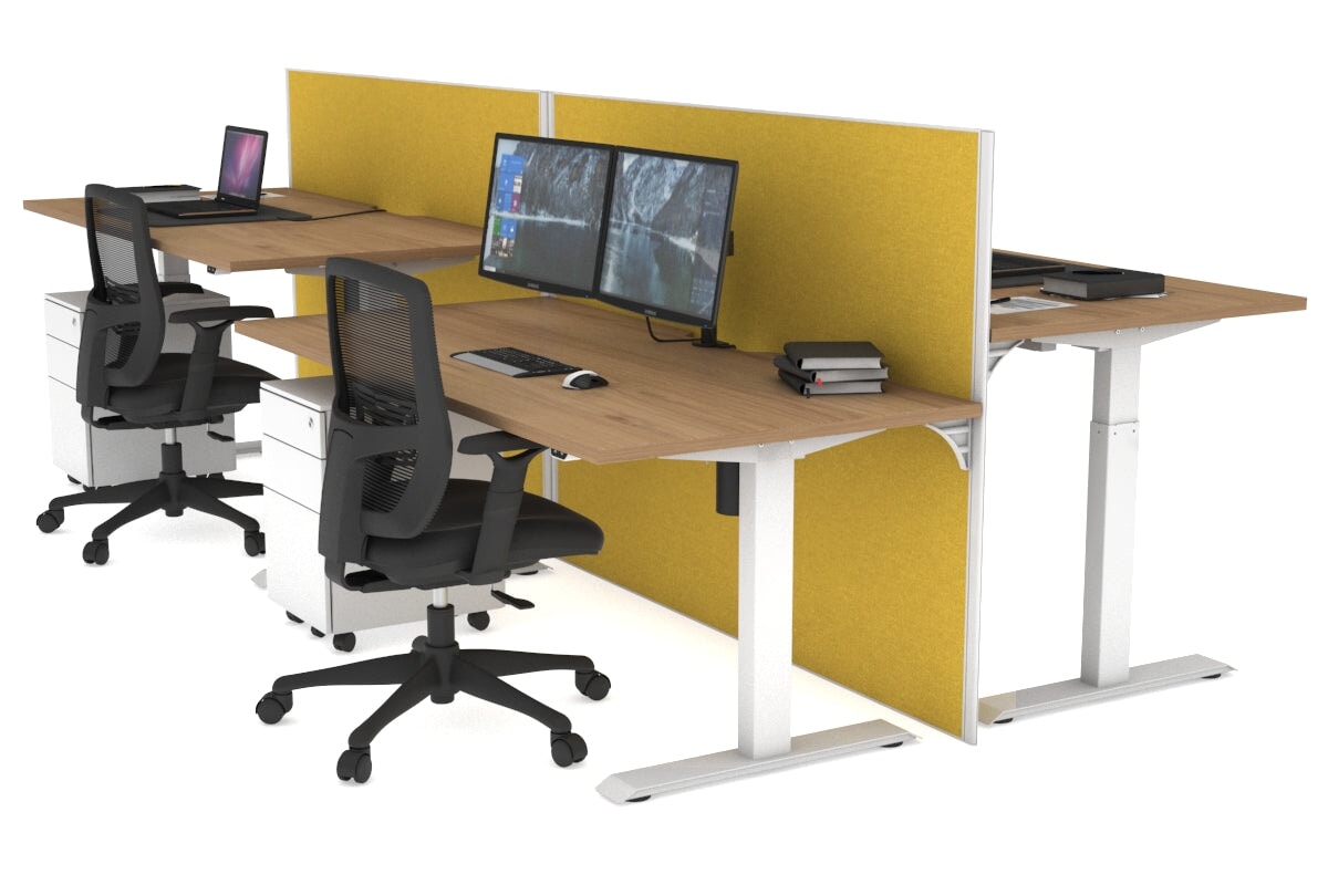Just Right Height Adjustable 4-Person Workbench | 1400L x 800W Office Desk with Cable Management | Perfect for Team Collaboration & Computer Workstations