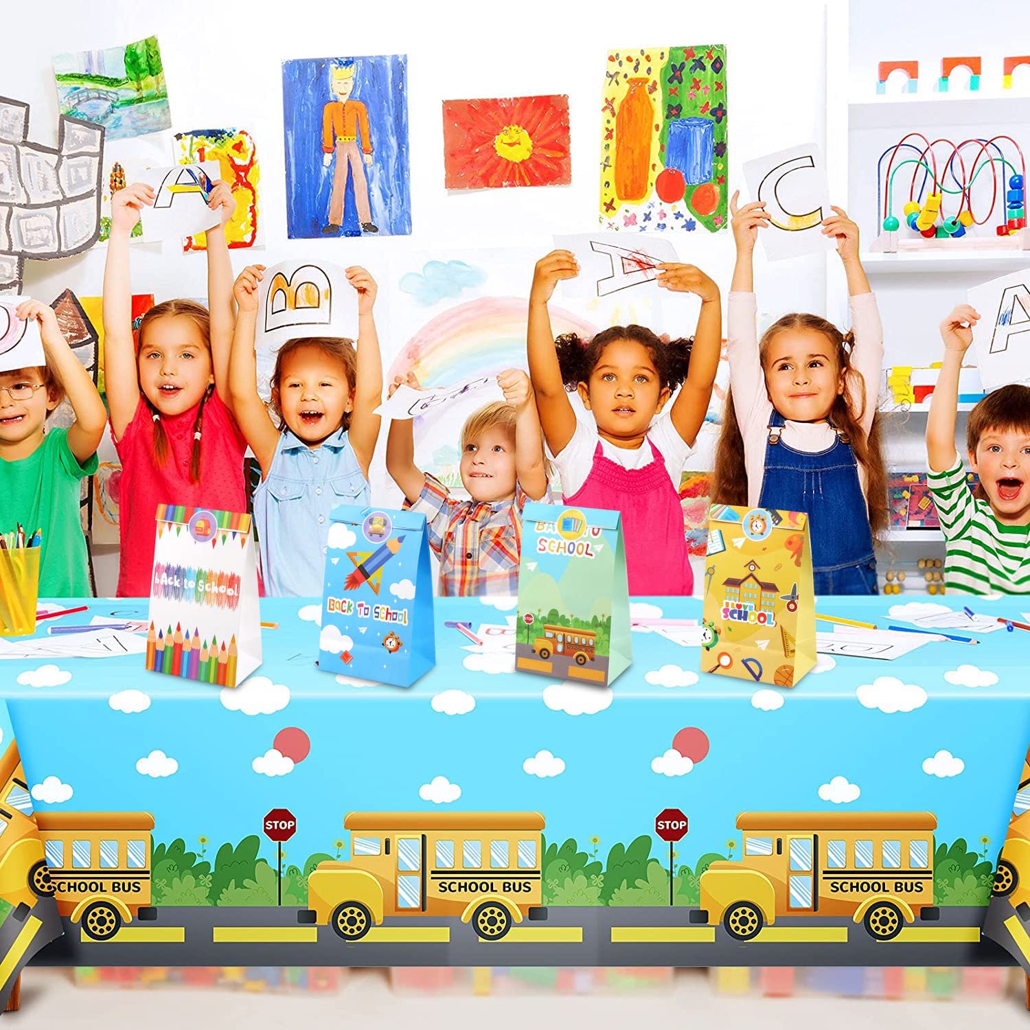 24 Pcs Back to School Gift Bags - First Day of School Party Decorations, Classroom Goodie Bags for Candy & Treats, Teacher Appreciation Gifts - Perfect for School Events, Birthday Parties & Holiday Celebrations