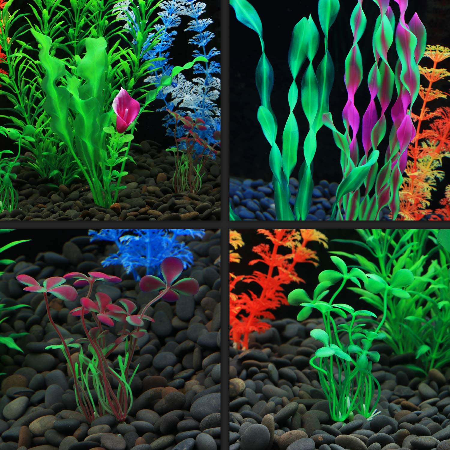 MyLifeUNIT Artificial Fish Tank Plants - 10 Pack Plastic Aquarium Decorations for Freshwater & Saltwater Tanks | Realistic Underwater Plants for Betta Fish, Goldfish, Tropical Fish Tanks & Home Aquarium Decor