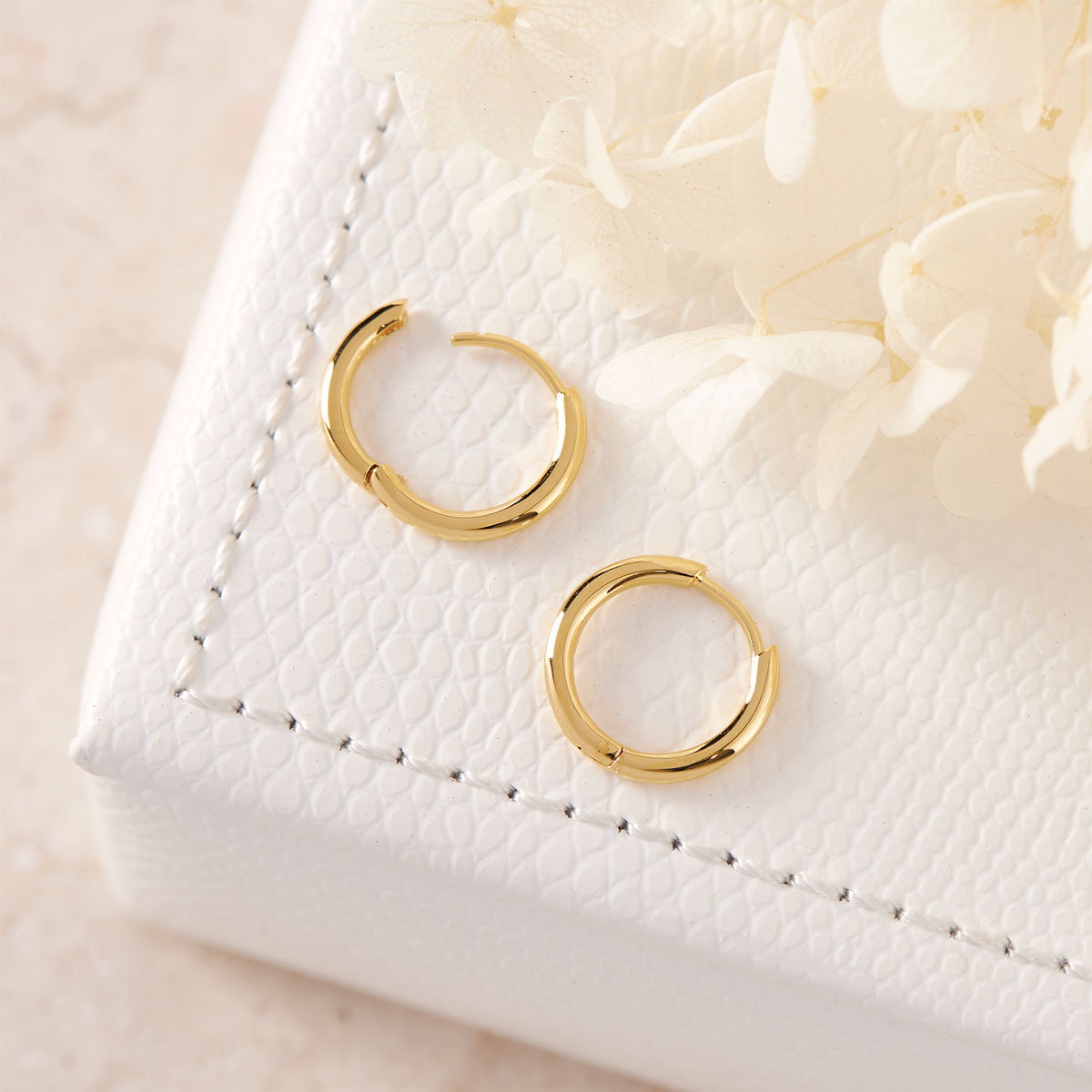 18K Gold Round Huggie Hoop Earrings for Women - Minimalist Everyday Jewelry for Work & Date Night