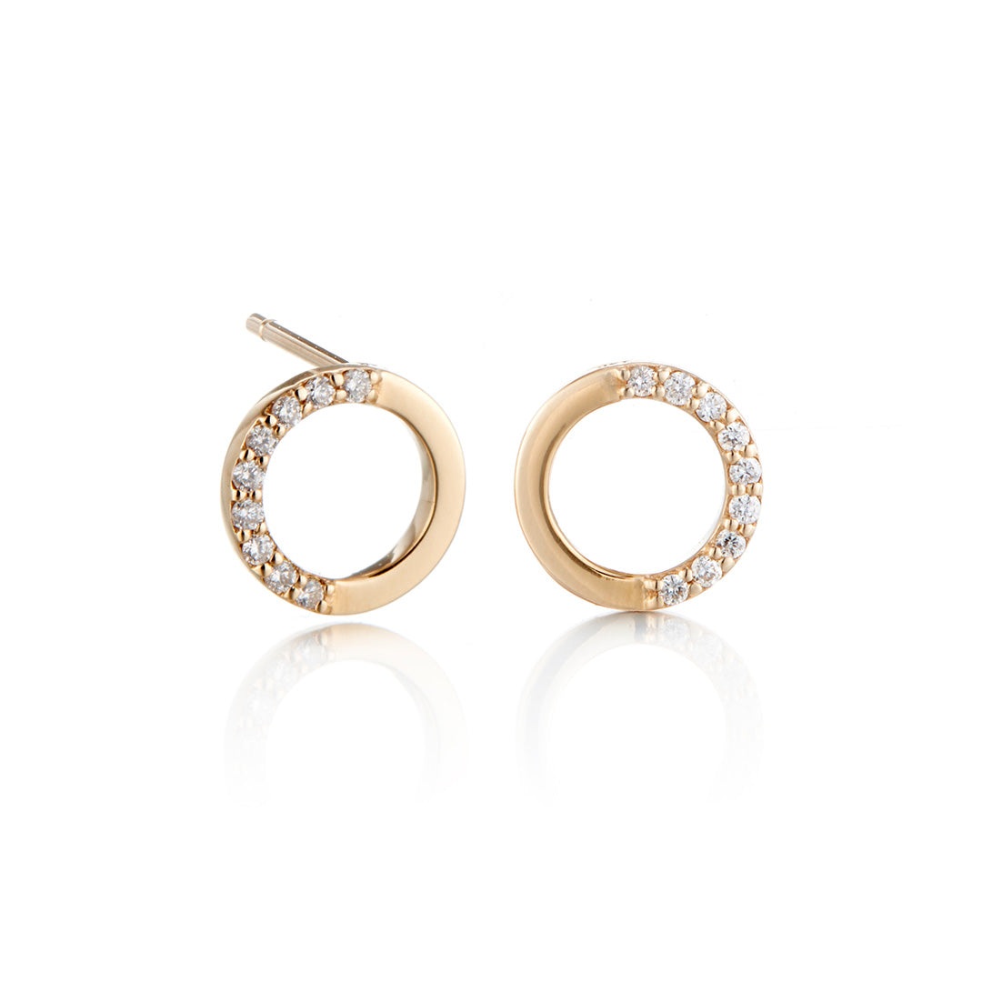 Elegant Simple Circle Diamond Earrings for Women - 14K Gold Hoop Earrings with Sparkling Stones - Perfect for Weddings, Parties & Everyday Wear