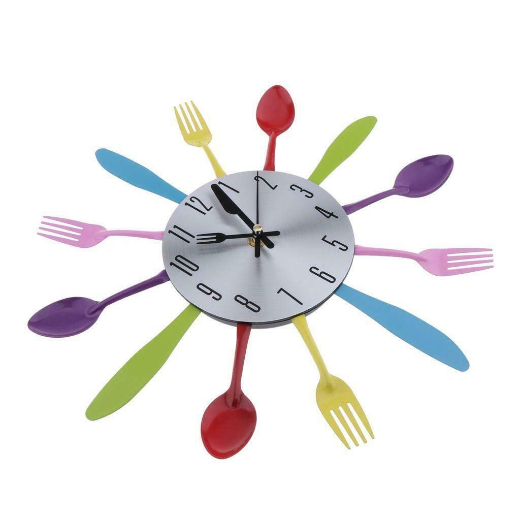 Creative Wall Clock with Spoon and Fork Design - Unique Home Decor for Kitchen, Dining Room & Living Room - Perfect Gift for Food Lovers & Interior Design Enthusiasts