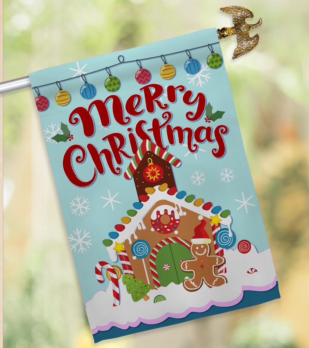 Gingerbread Christmas House Flag Set 28x40