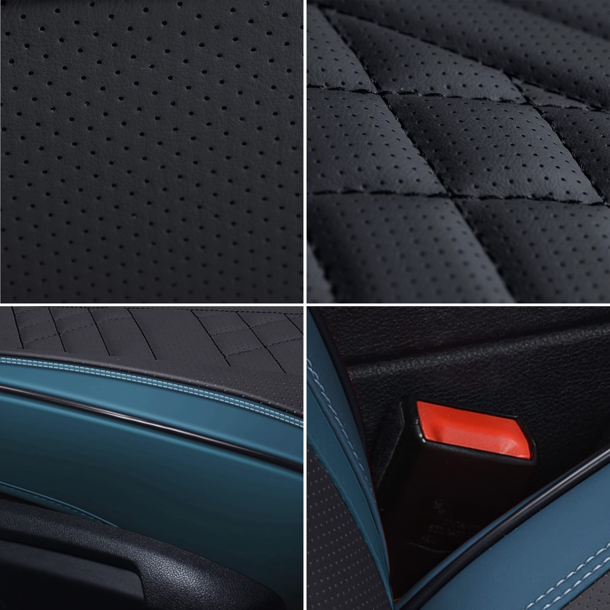 Premium GXT Deluxe Faux Leather Car Seat Cover - Universal Fit for Sedans, SUVs & Trucks - Anti-Slip Full Coverage Design with Headrests (Peacock Blue/Black) | Interior Accessories for Comfort & Style | Perfect for Daily Commute, Road Trips & Vehicle Protection