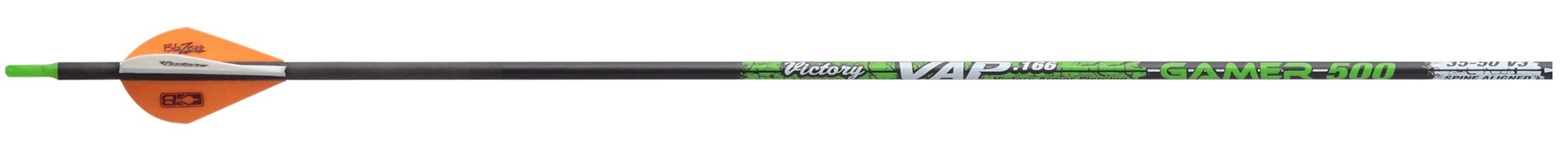 Victory Archery VAP Gamer Carbon Arrows - 12 Pack, 500 Spine, Black for Target Practice & 3D Archery Competition