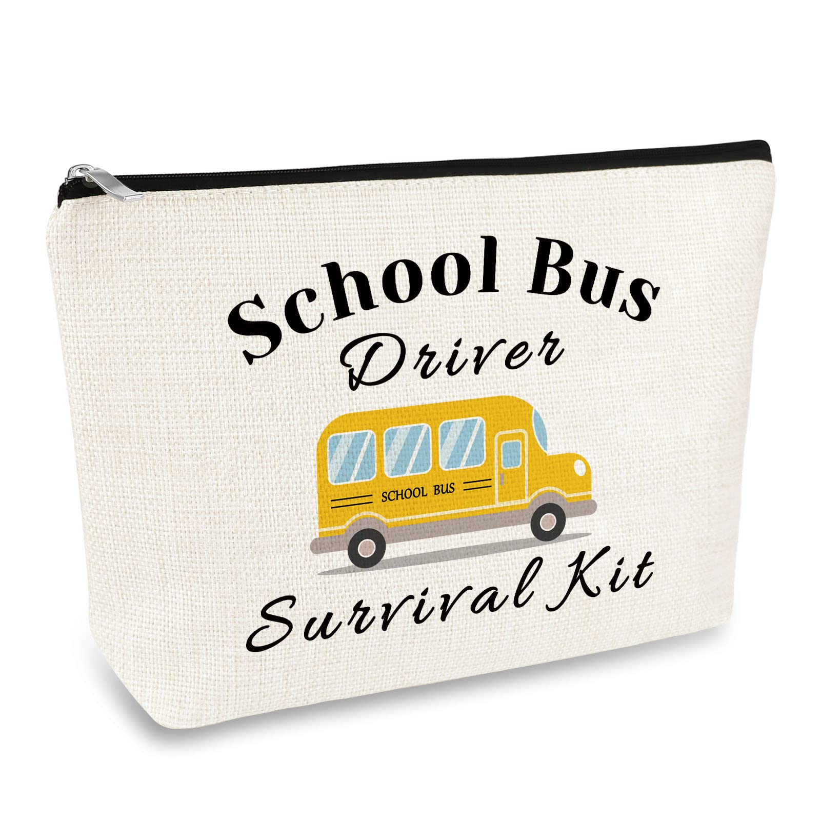 School Bus Driver Appreciation Gifts - Makeup Bag for Women | Thank You Present for Christmas, Birthday, Graduation, Retirement | Travel Toiletry Pouch with Zipper | Perfect for Cosmetics, Daily Use & Commuter Essentials