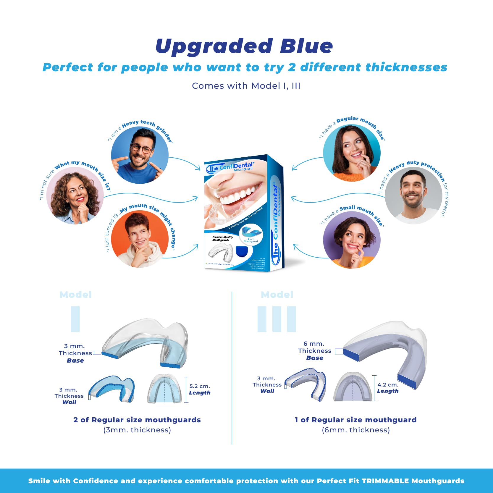 3 Pack Moldable Mouth Guard for Teeth Grinding & Clenching - Bruxism Night Guard, Sports Mouthguard & Teeth Whitening Tray - Includes 2 Regular & 1 Heavy Duty Guards (LLL & II) - Perfect for Sleeping, Boxing, MMA & Dental Care