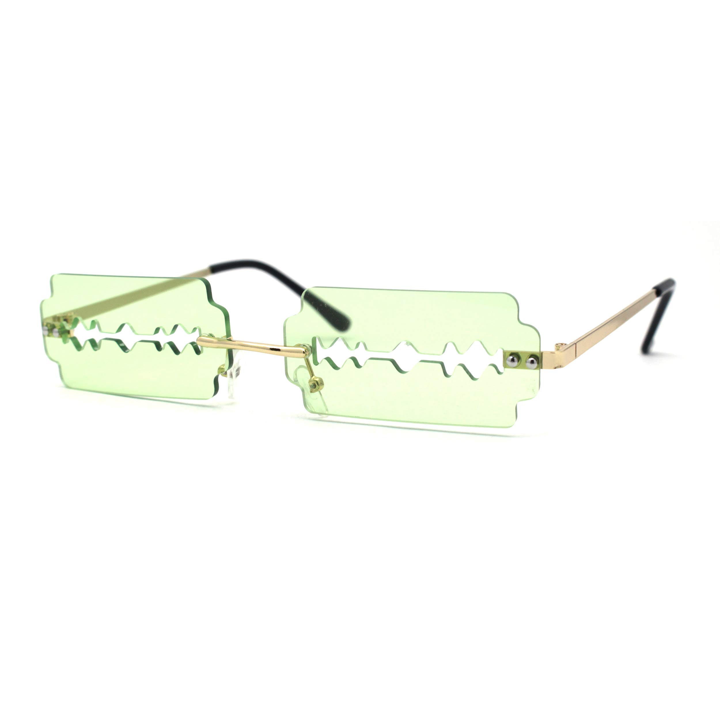 Trendy Razor Blade Shaped Hipster Rimless Sunglasses for Men & Women - Perfect for Outdoor Activities, Beach, and Fashion Statements