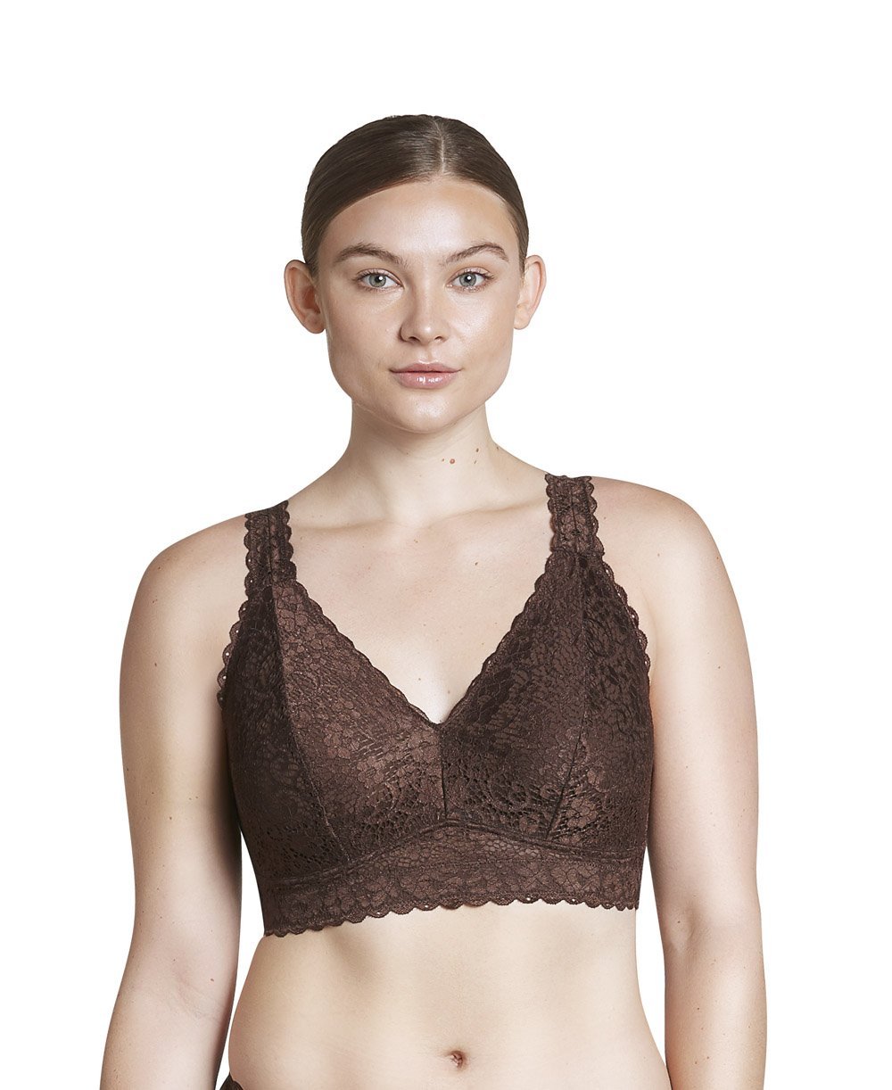 Parfait Adriana Wire Free Lace Bralette in Deep Nude - Comfortable Wireless Bra for Everyday Wear, Yoga & Lounge