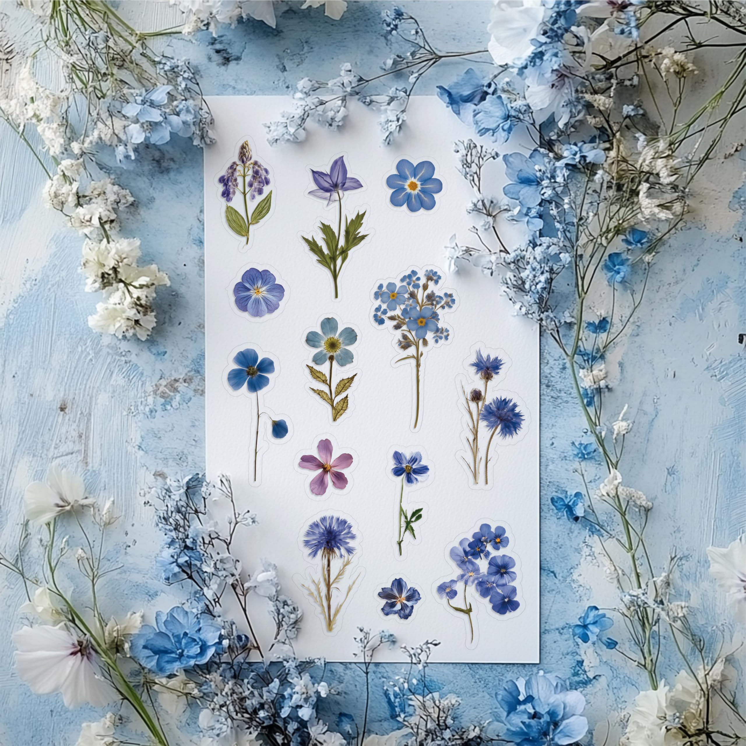 500 Pieces Pressed Flower Stickers (36 Sheets) - Dried Flower Decals for Scrapbooking, Junk Journals, Bullet Journals & Planners - Perfect for DIY Crafts, Memory Books & Stationery Decoration