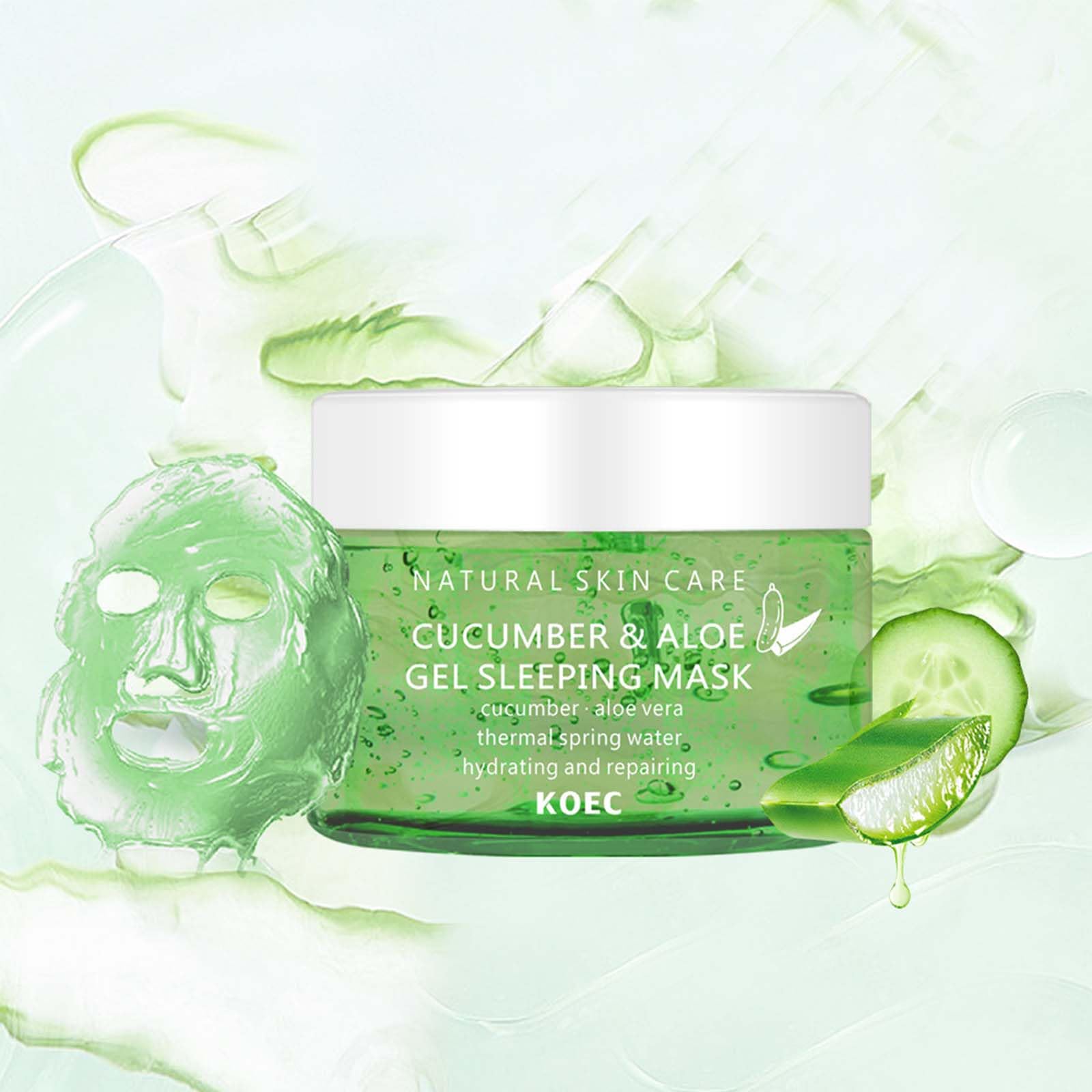 Aloe Vera & Cucumber Overnight Sleeping Mask - Hydrating Facial Night Mask for Dry, Dull Skin - Skin Repair & Texture Improvement - 5.29oz - Perfect for Nighttime Skincare Routine & Post-Travel Skin Recovery