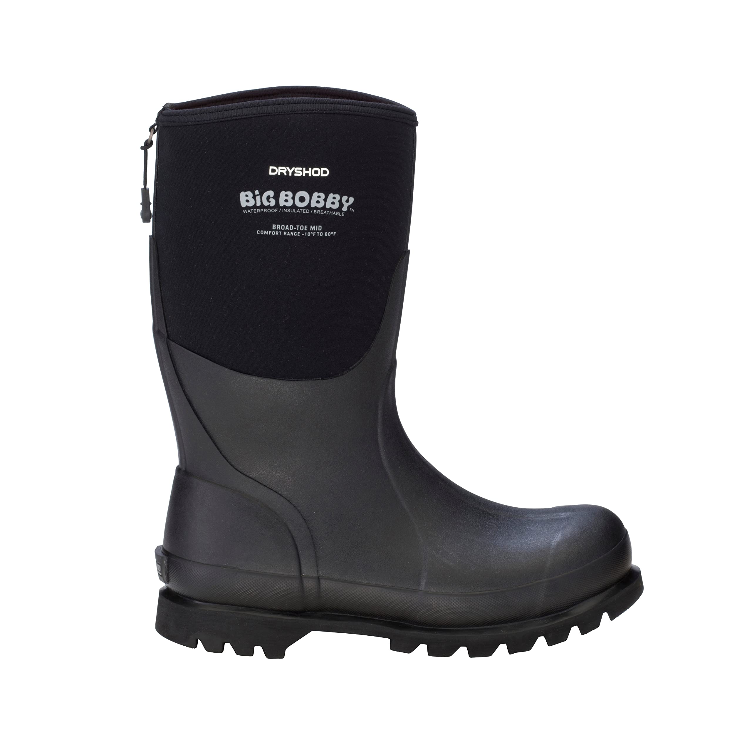 Dryshod Men's Mid Big Bobby Work Boot - Waterproof, Slip-Resistant, Steel Toe - Black Size 7 D - Ideal for Construction, Landscaping & Outdoor Work