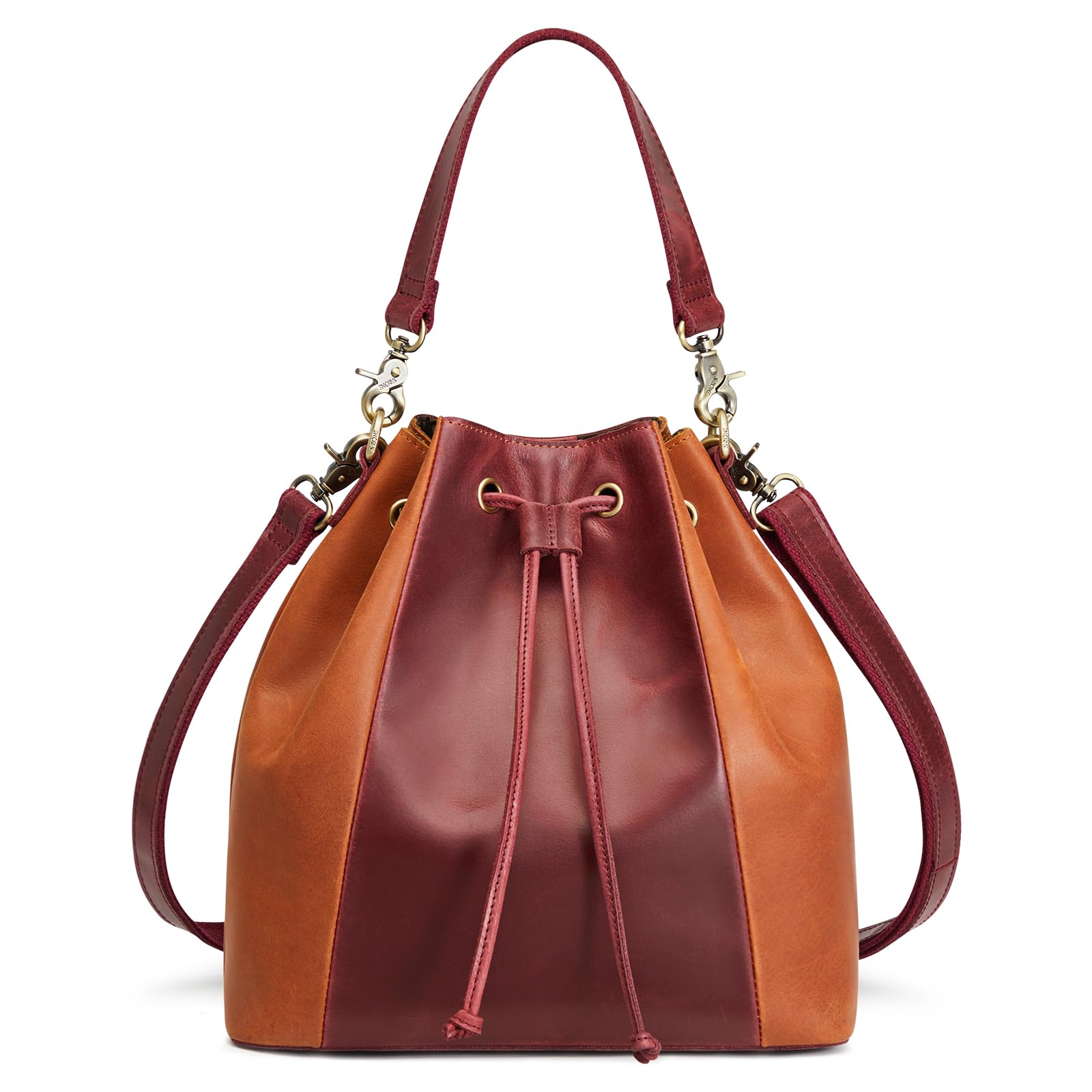 Genuine Leather Bucket Bag for Women - Drawstring Crossbody Purse with Adjustable Shoulder Strap & Top Handle | Perfect for Work, Travel & Everyday Use