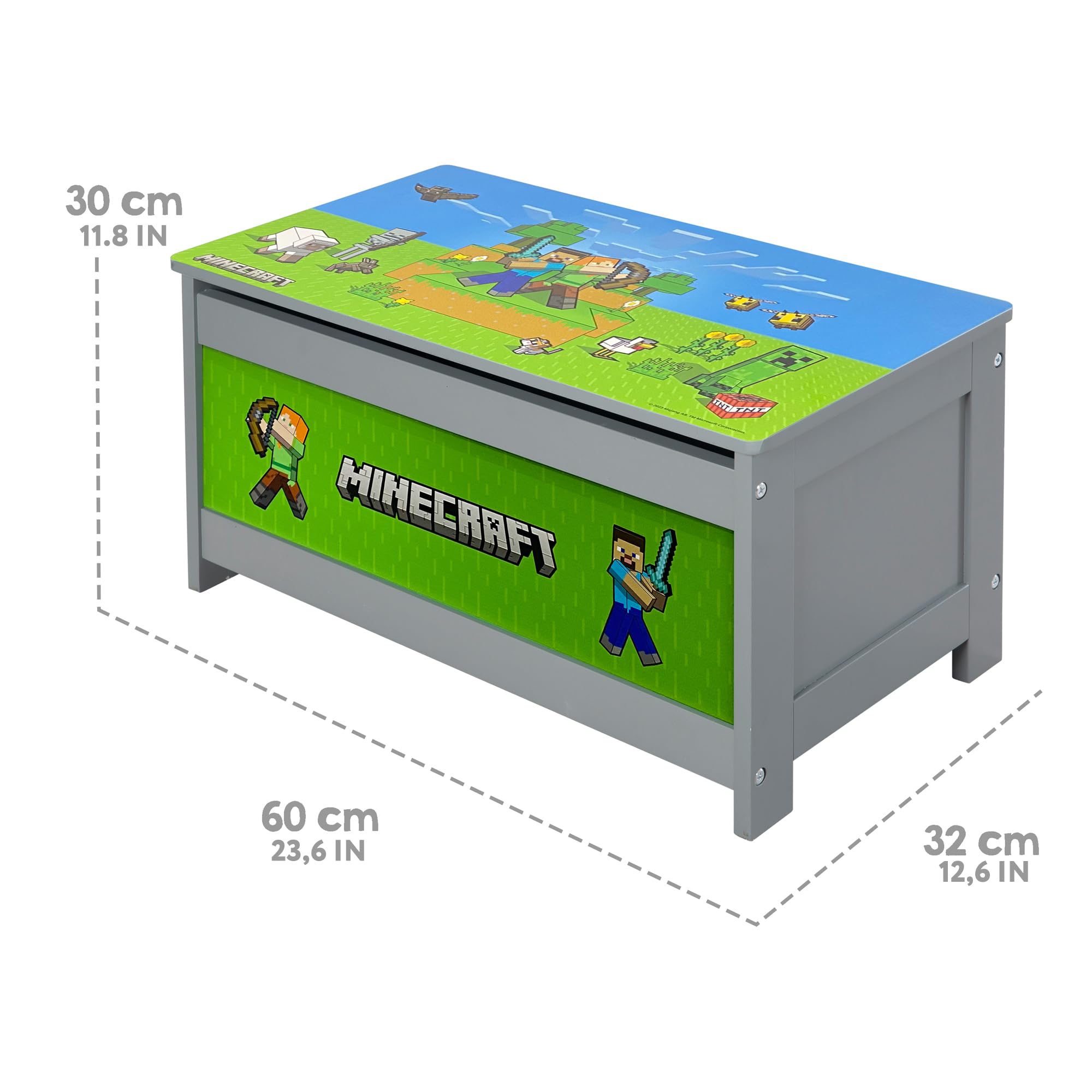 Minecraft Wooden Storage Chest - Game Themed Decor for Kids Room & Playroom