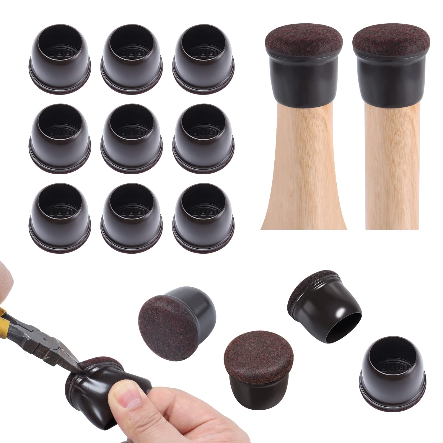 GAGUIUP 24-Pack Silicone Chair Leg Floor Protectors - 1 Inch Felt Furniture Pads for 0.8