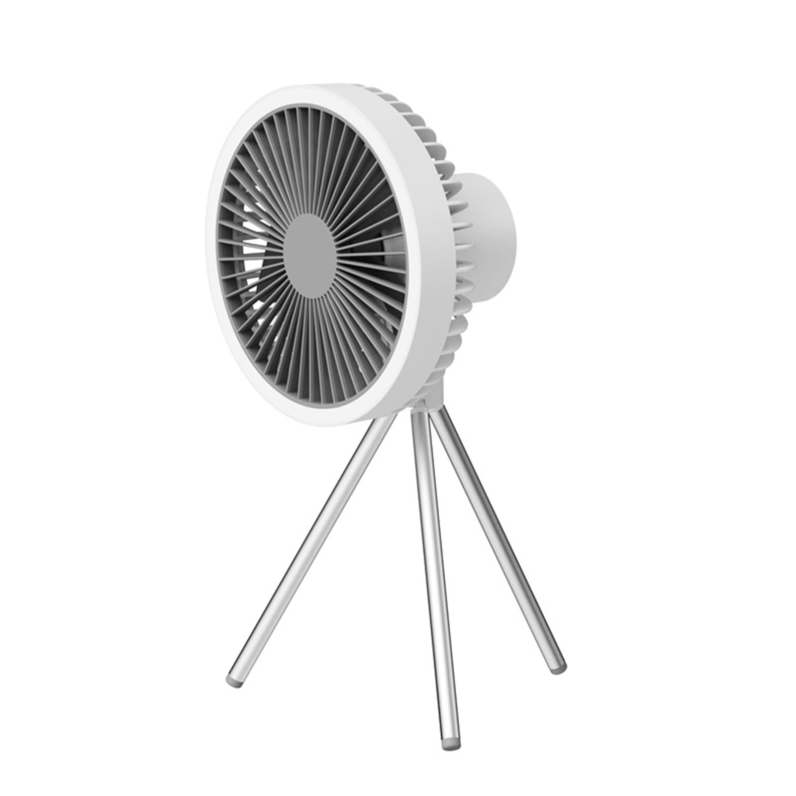CAUME Portable USB Rechargeable Desk Fan with Night Light - 4000mAh Battery, Adjustable Tripod Stand for Home, Office, Camping & Outdoor Use - Gray & White Options Available