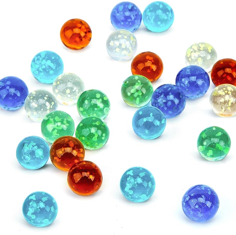 25 PCS Glow in The Dark Marbles - Bulk Luminous Colorful Glass Marbles for Kids, Marble Games & Nighttime Fun | Perfect for Marble Runs, DIY Crafts & Sensory Play