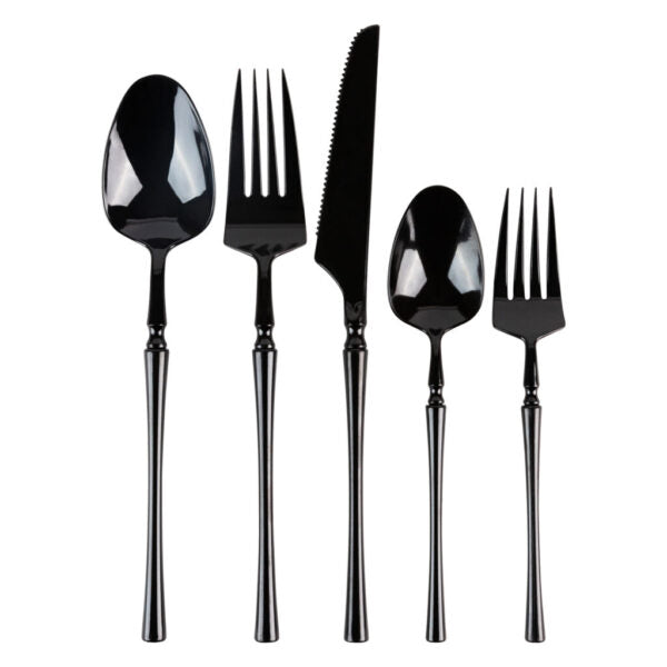 Premium Infinity Collection Black Flatware Set - 40-Piece Stainless Steel Cutlery for 8 Place Settings - Elegant Dining Utensils for Dinner Parties, Weddings & Formal Occasions