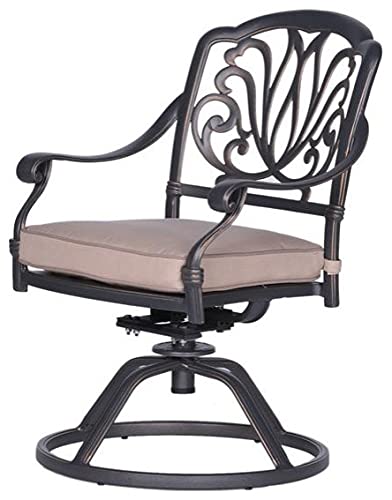 iPatio Athens 2-Piece Swivel Rocking Dining Chairs with Cushions - Outdoor Patio Furniture Set in Desert Night/Spectrum Sand - Perfect for Backyard, Deck, Poolside & Garden Relaxation